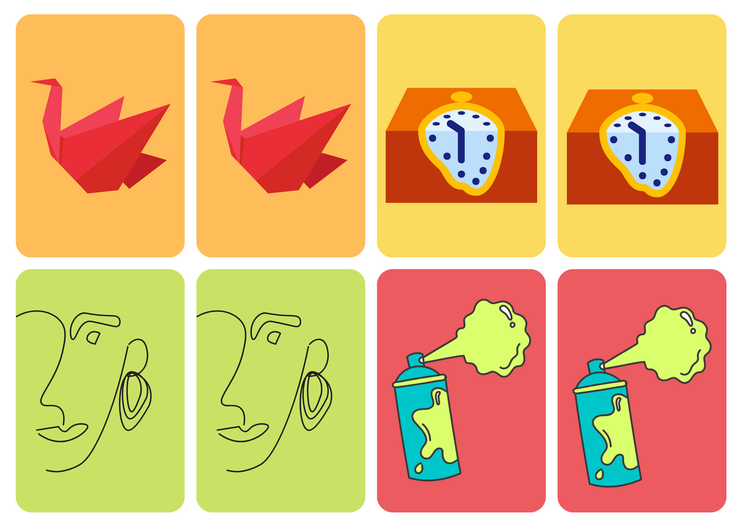 Matching cards - thema 'Kunst'