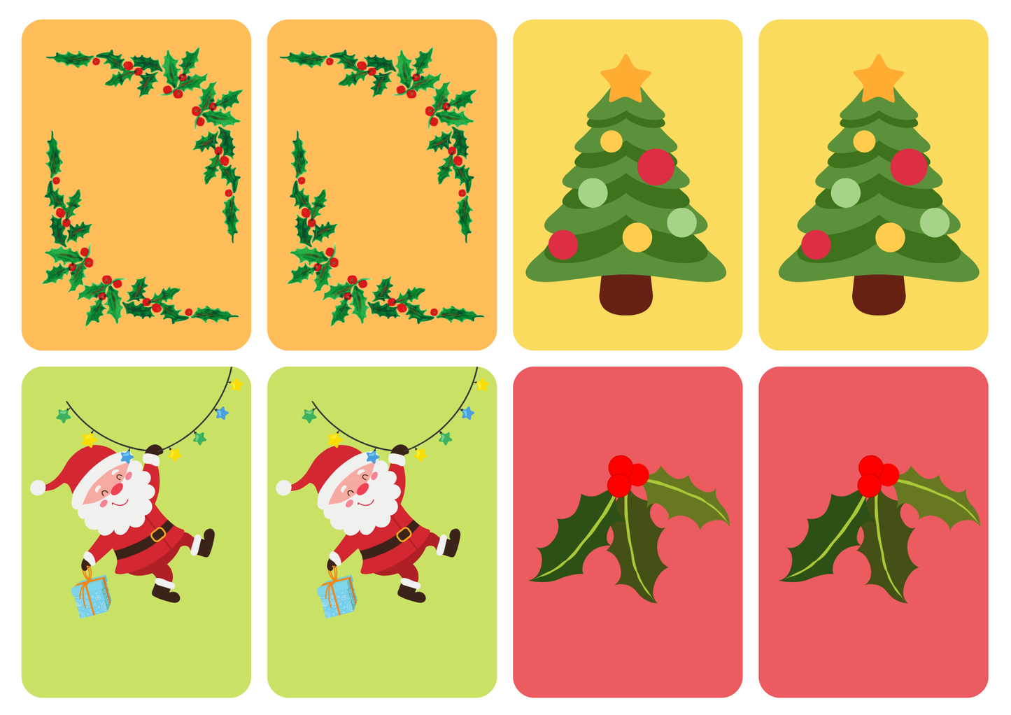 Matching cards thema 'kerst'
