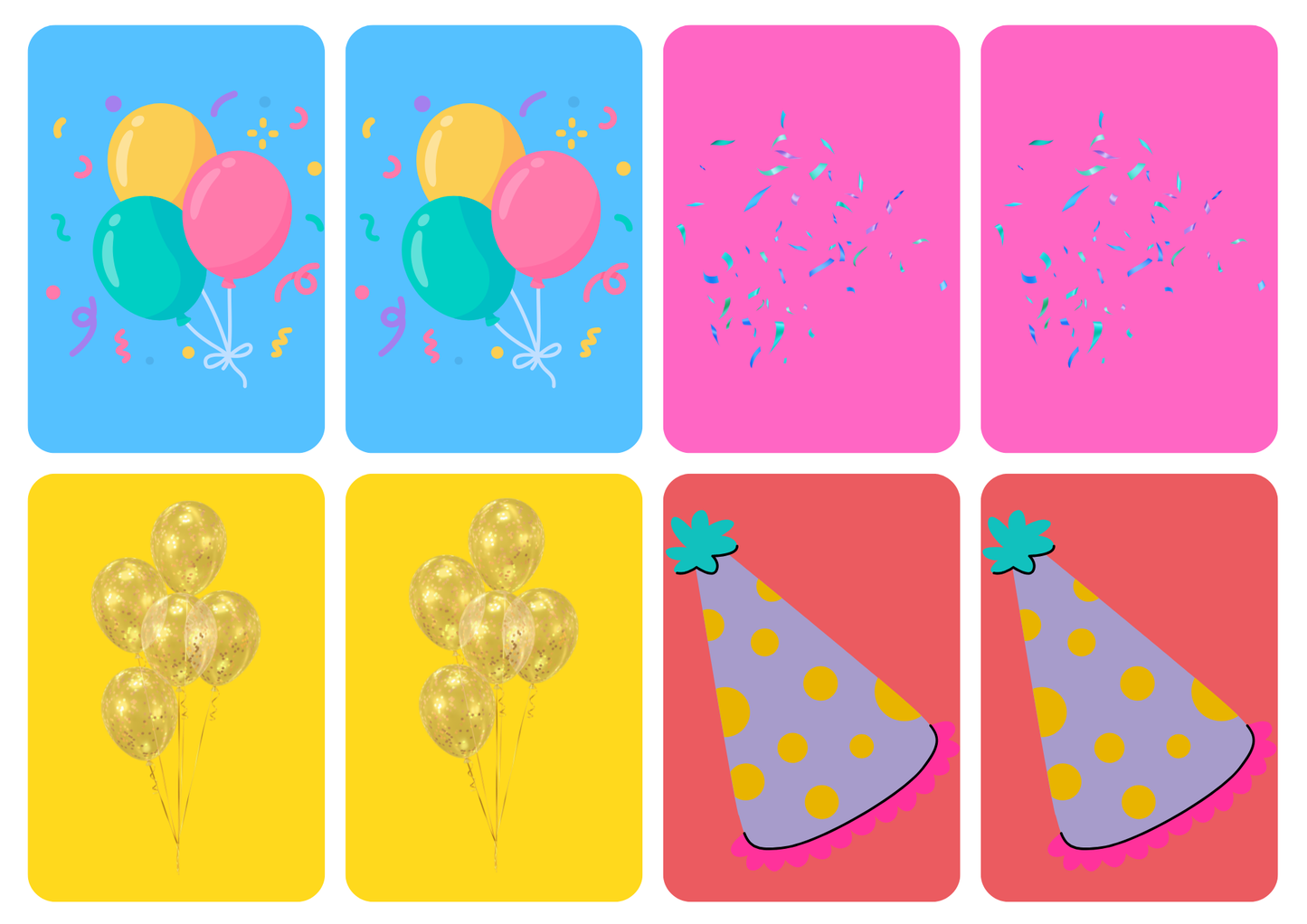 Matching cards thema 'Feest'