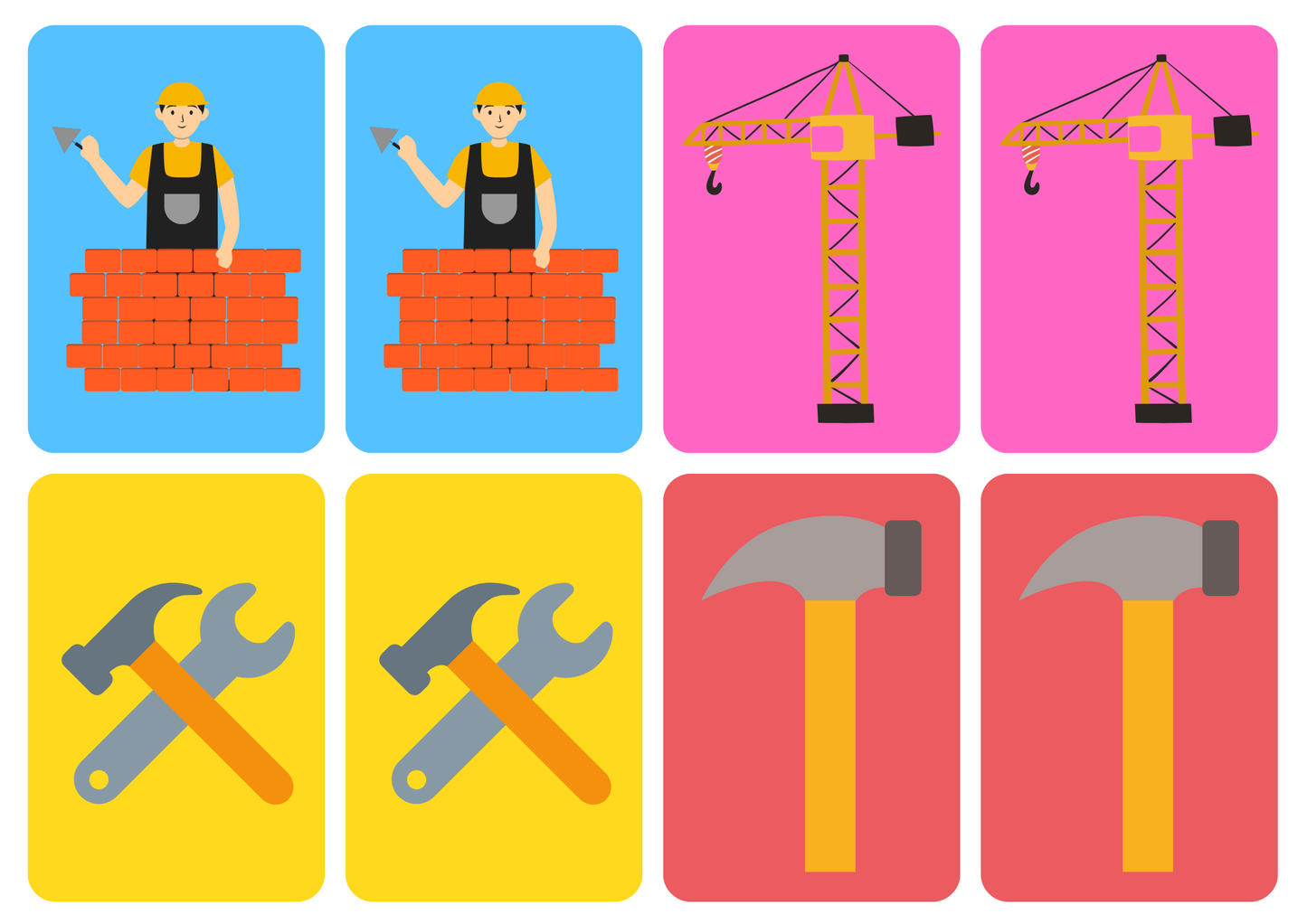 Matching cards thema 'Bouwen'