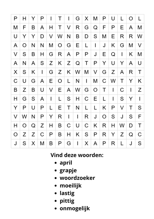 1 april werkbladen