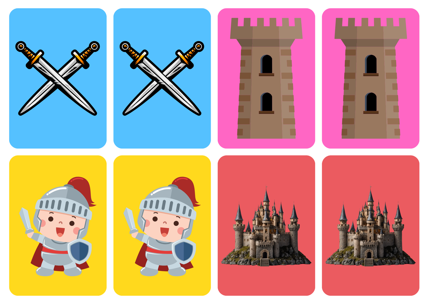 Matching cards - thema 'Ridders en kastelen'