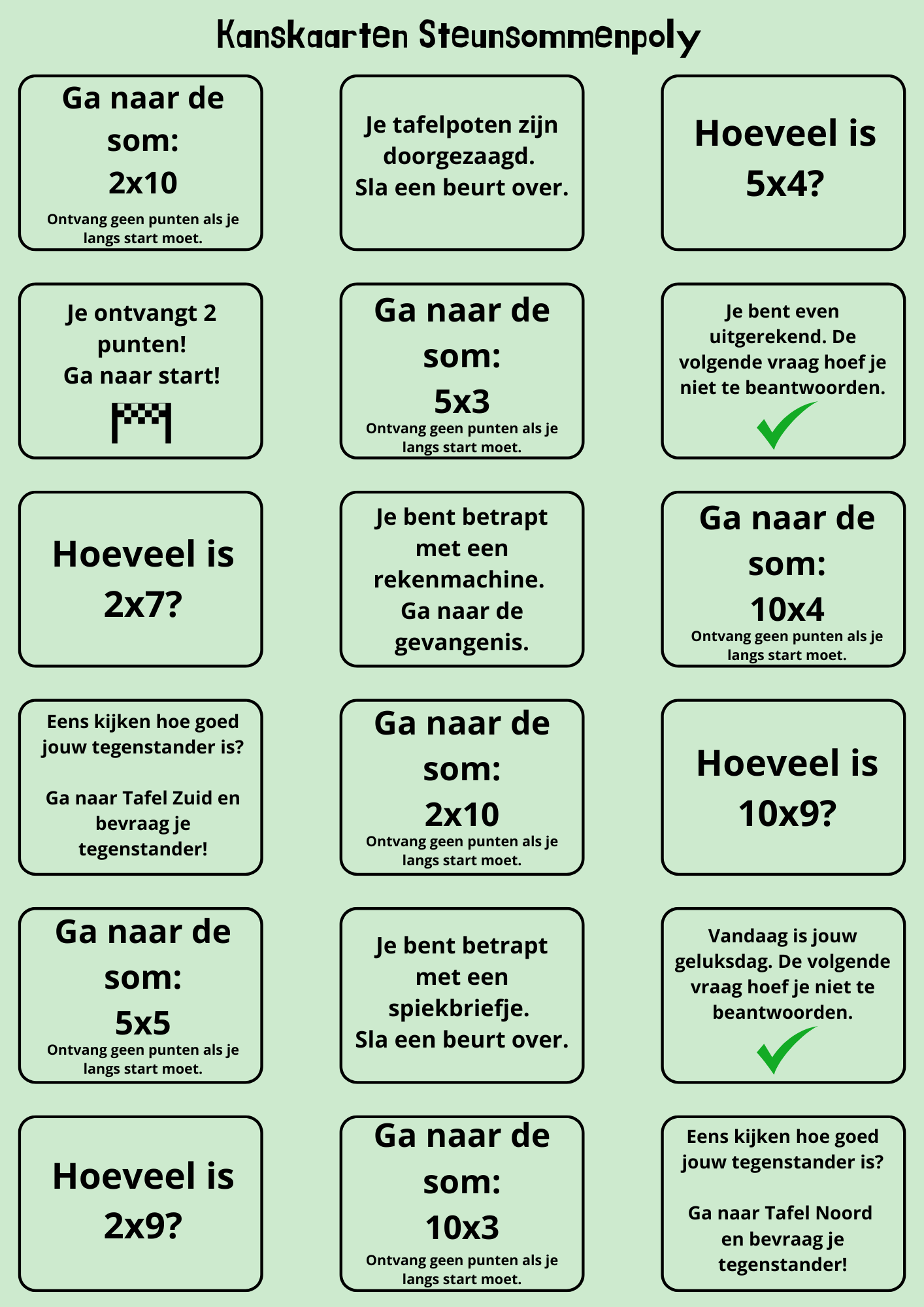 Steunsommenpoly (tafel 2x, 5x en 10x)