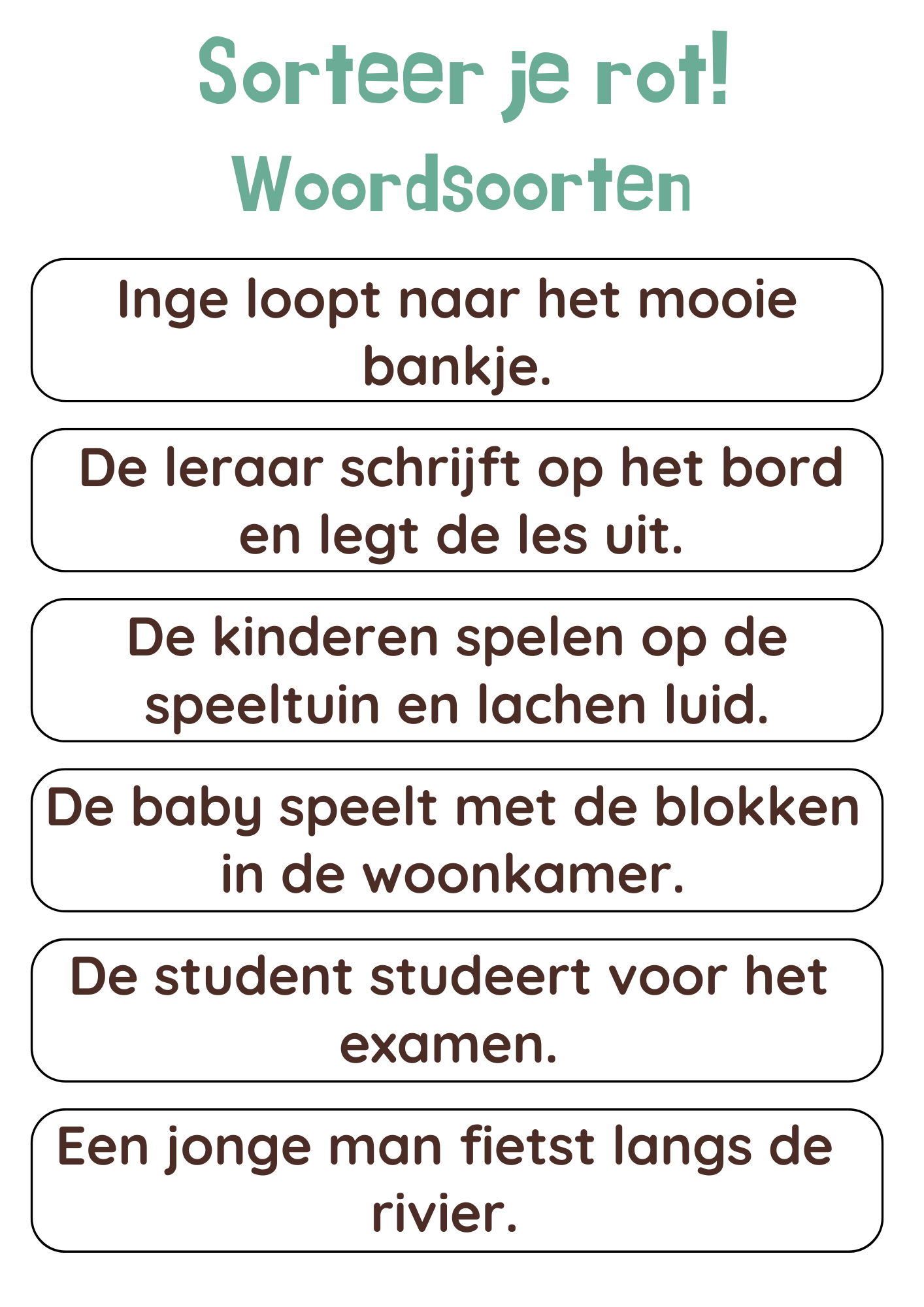 Sorteer je rot! woordsoorten - gratis download