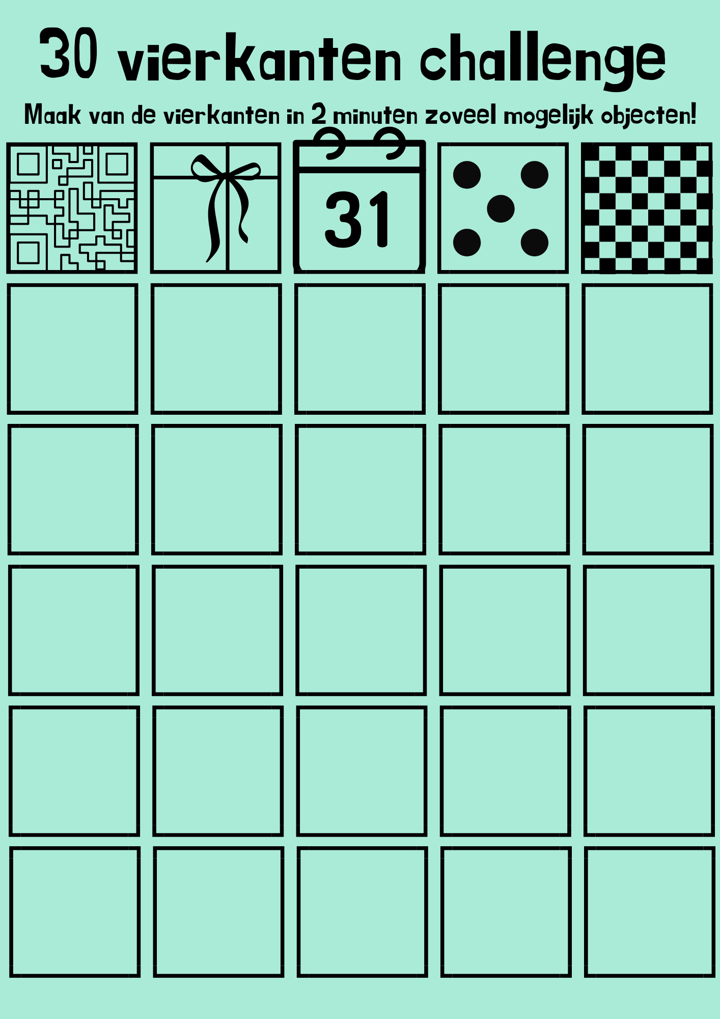 30 vierkanten challenge - gratis download