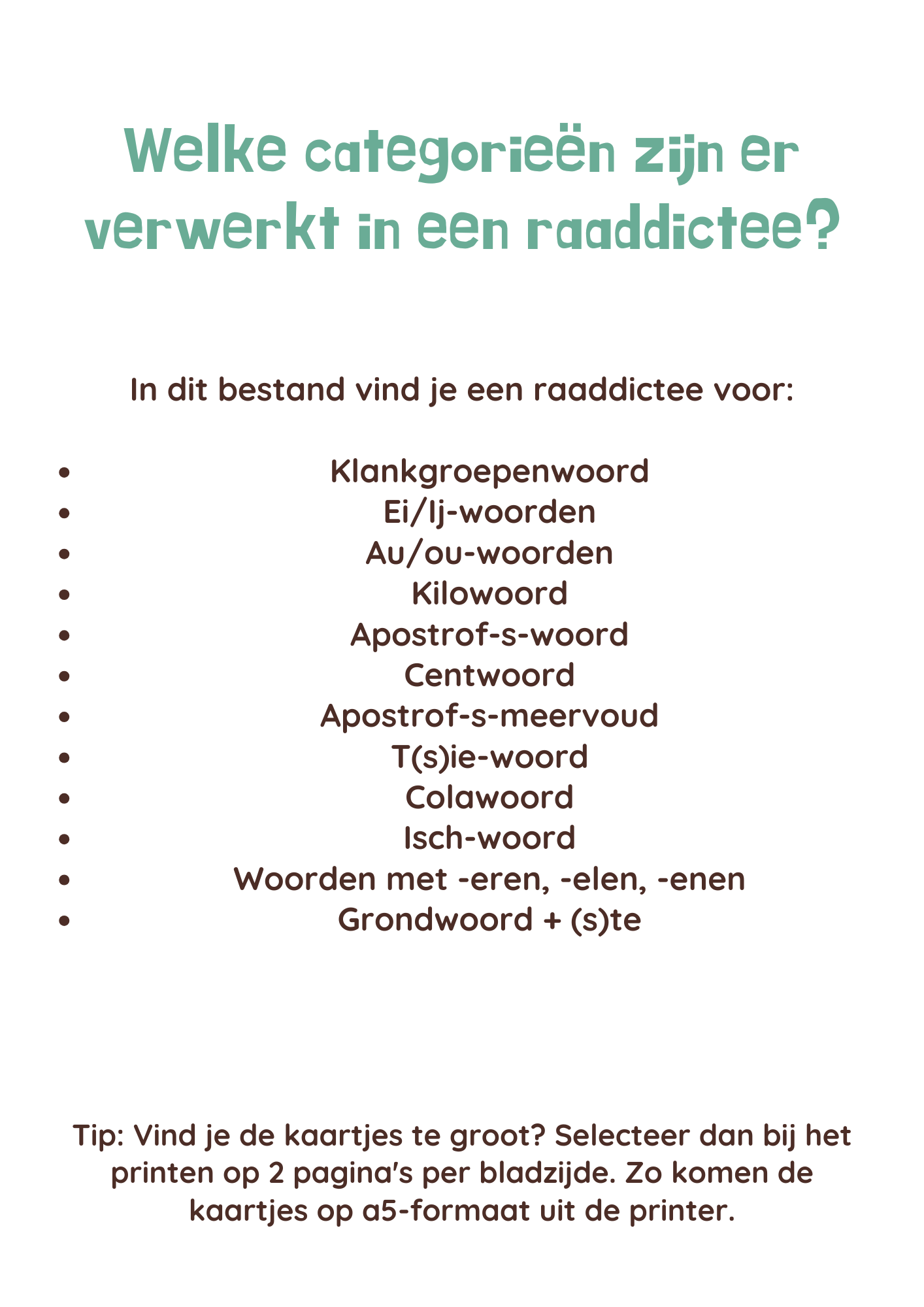 Raaddictee-bundel groep 5