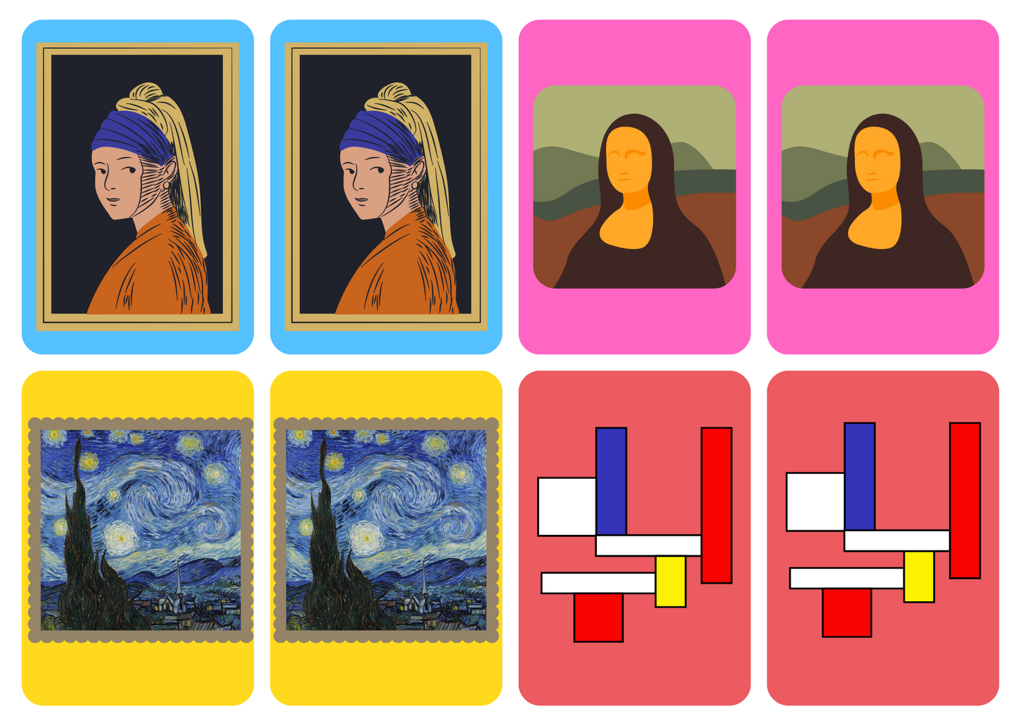 Matching cards - thema 'Kunst'