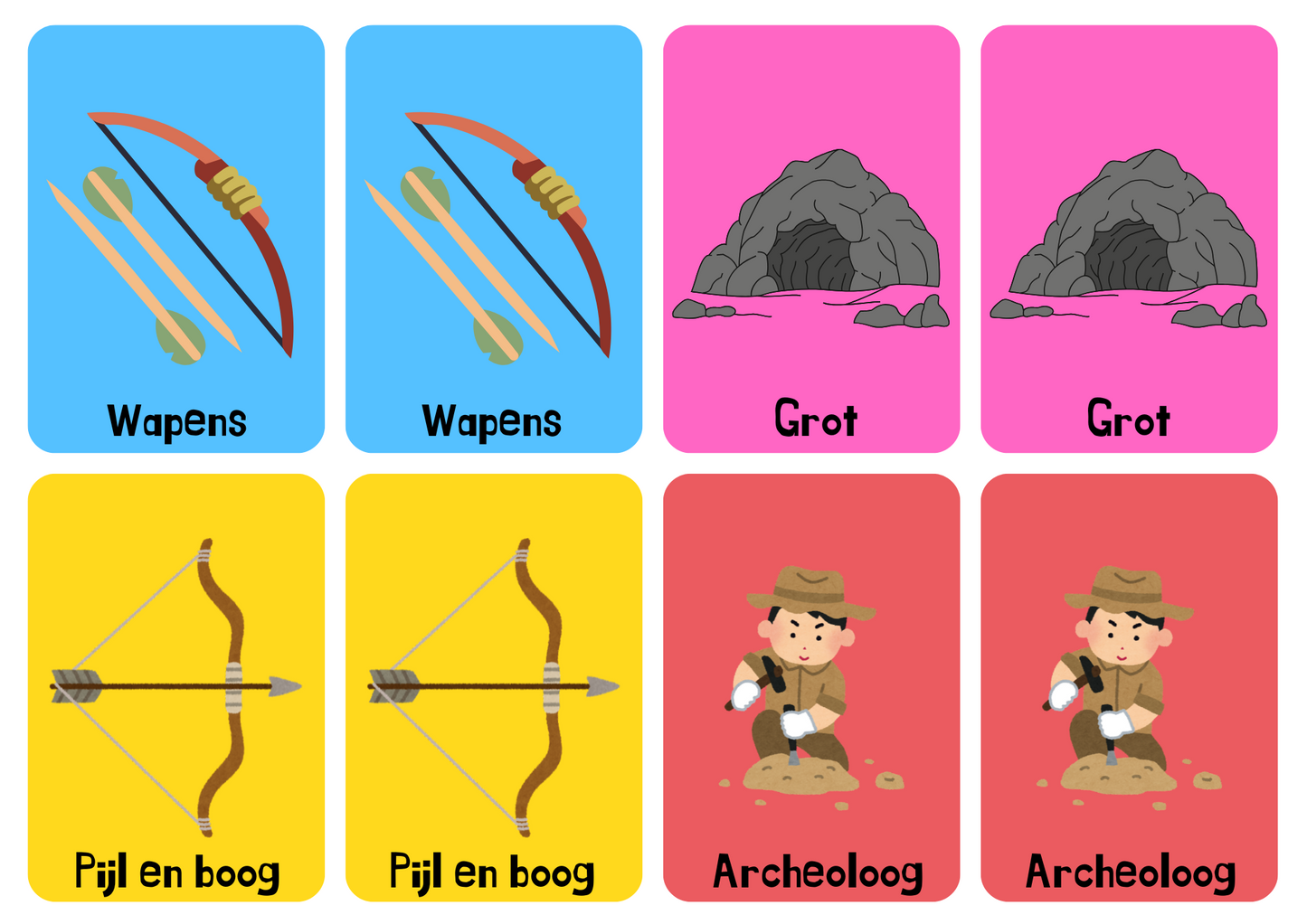 Matching cards Jagers en Boeren - gratis download