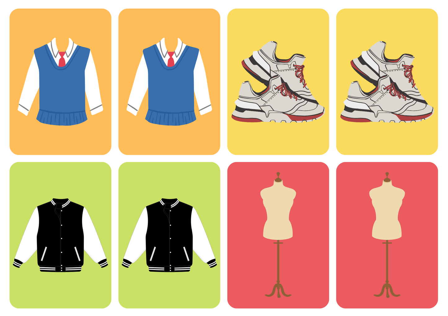 Matching cards - thema 'Kleding'