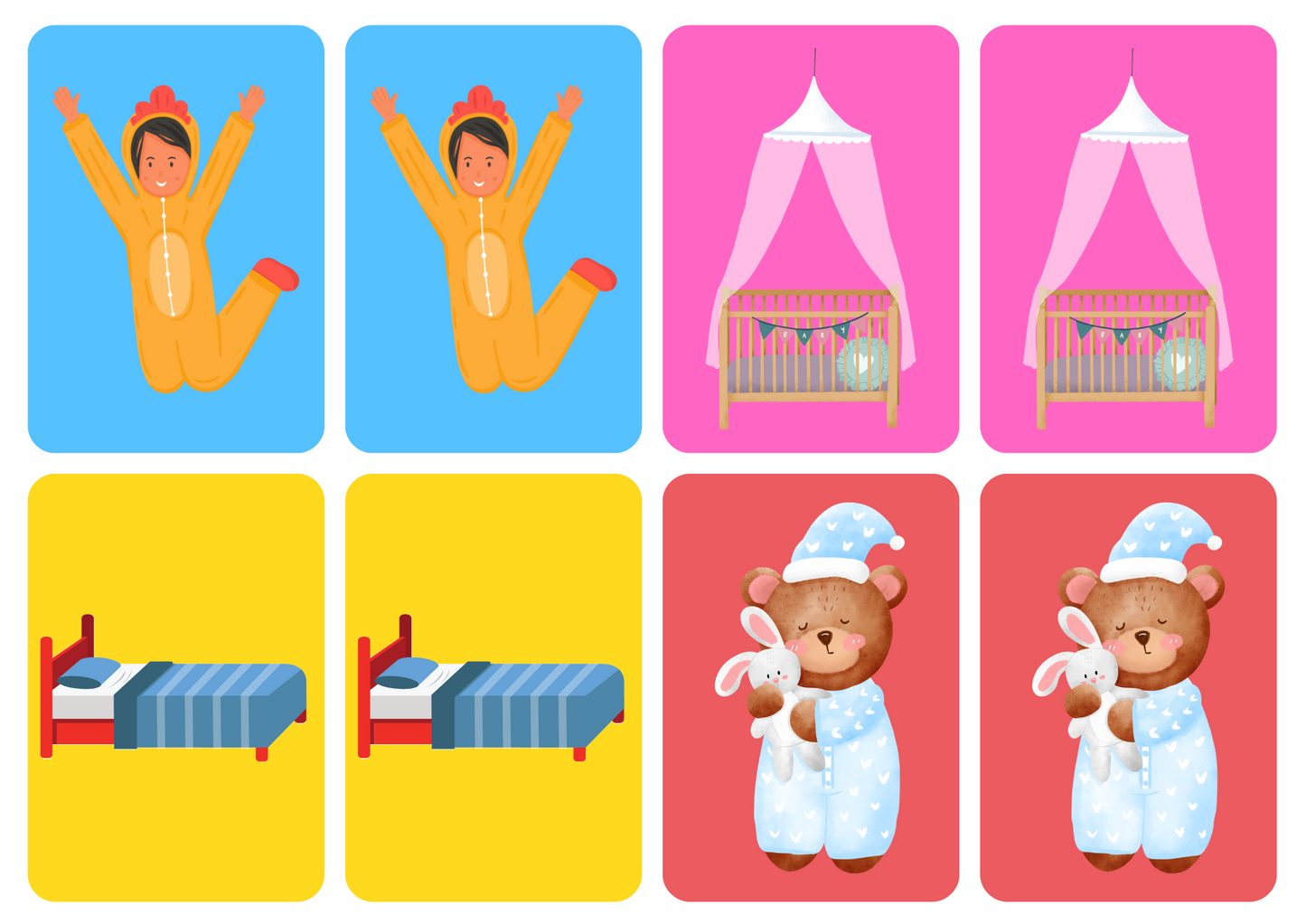 Matching cards - thema 'Slapen'