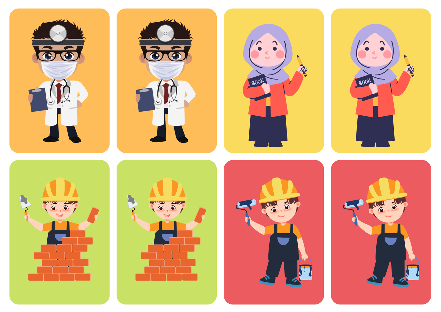Matching cards thema 'Beroepen'
