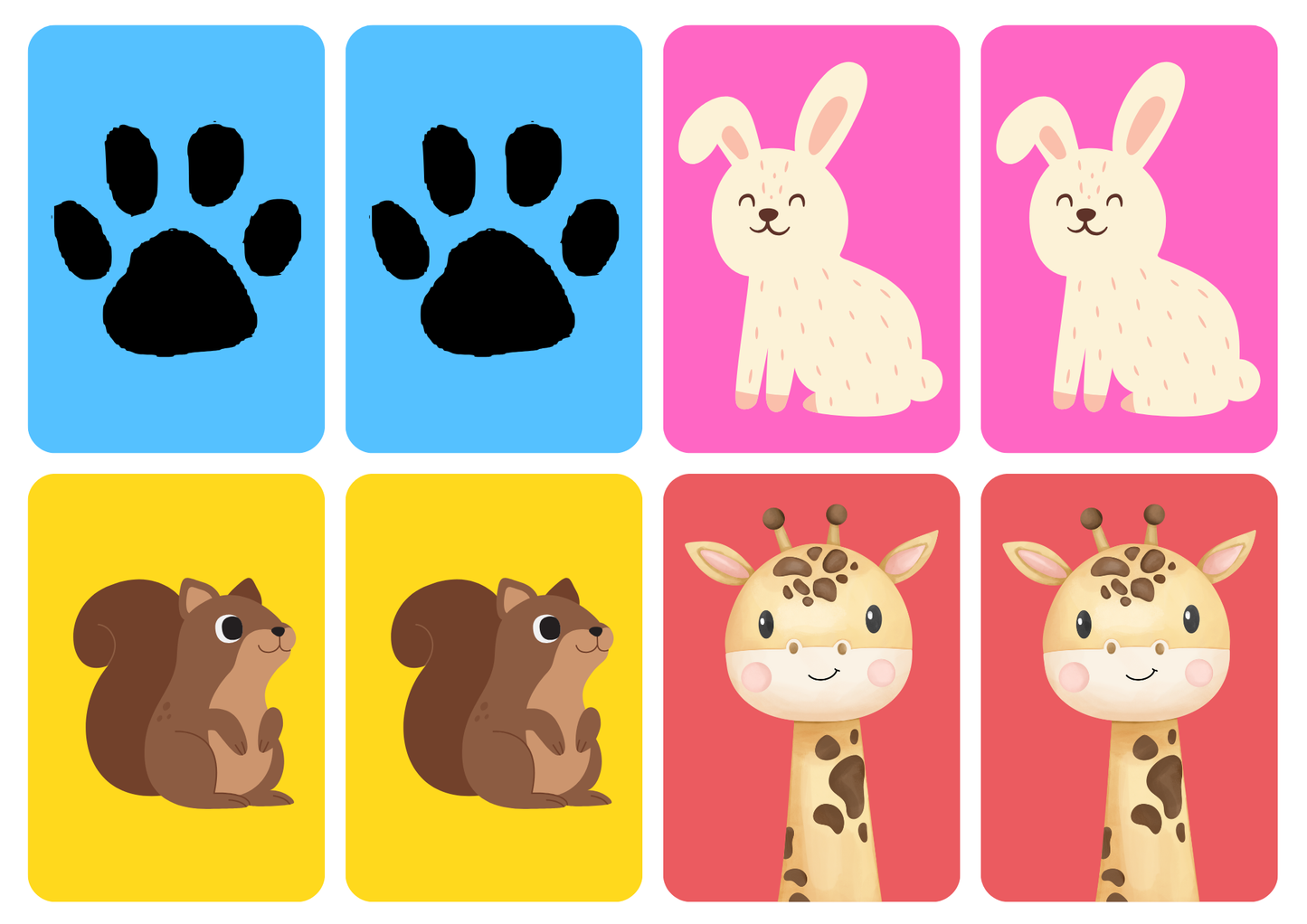 Matching cards - thema 'Dieren'