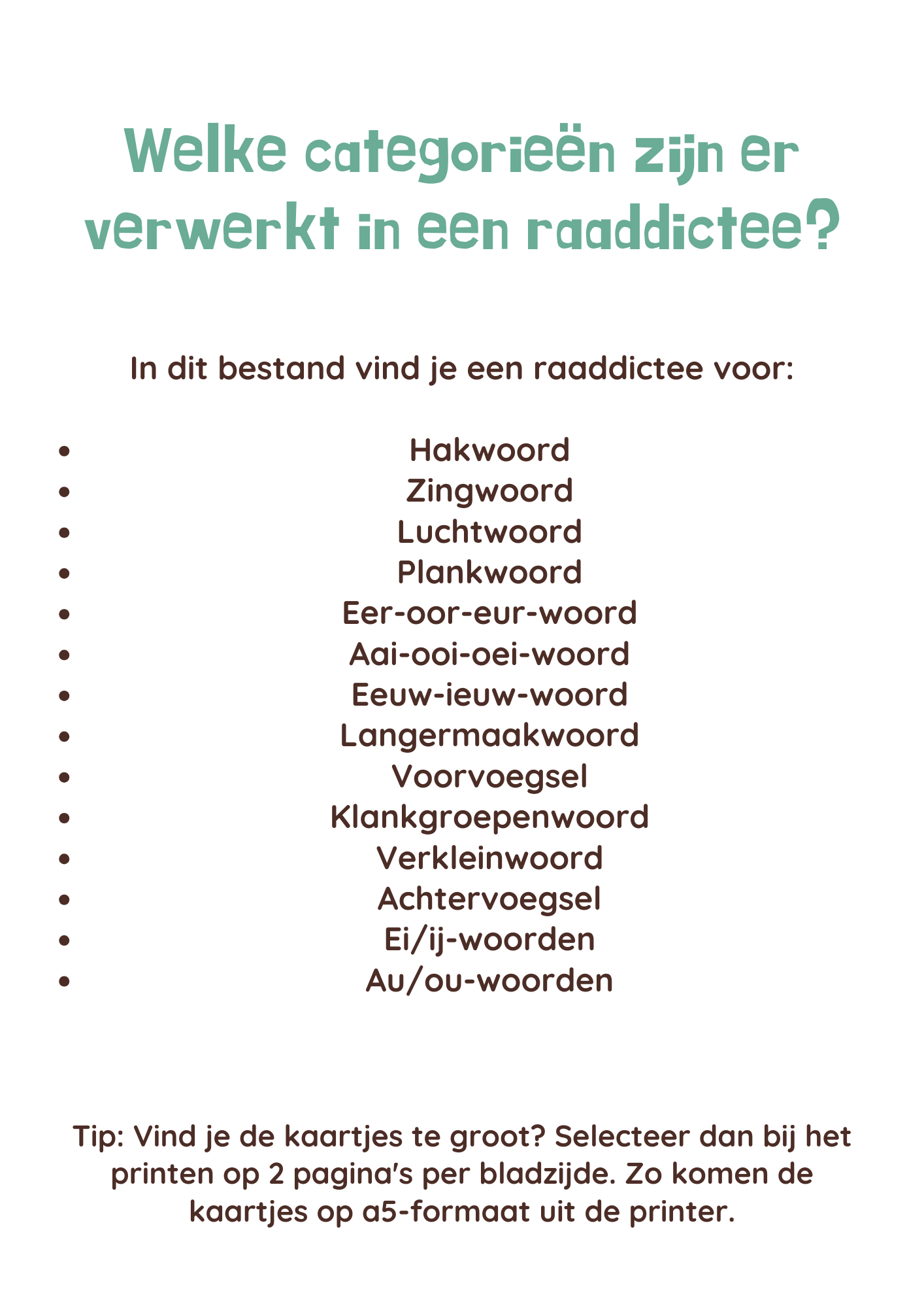 Raaddictee-bundel groep 4