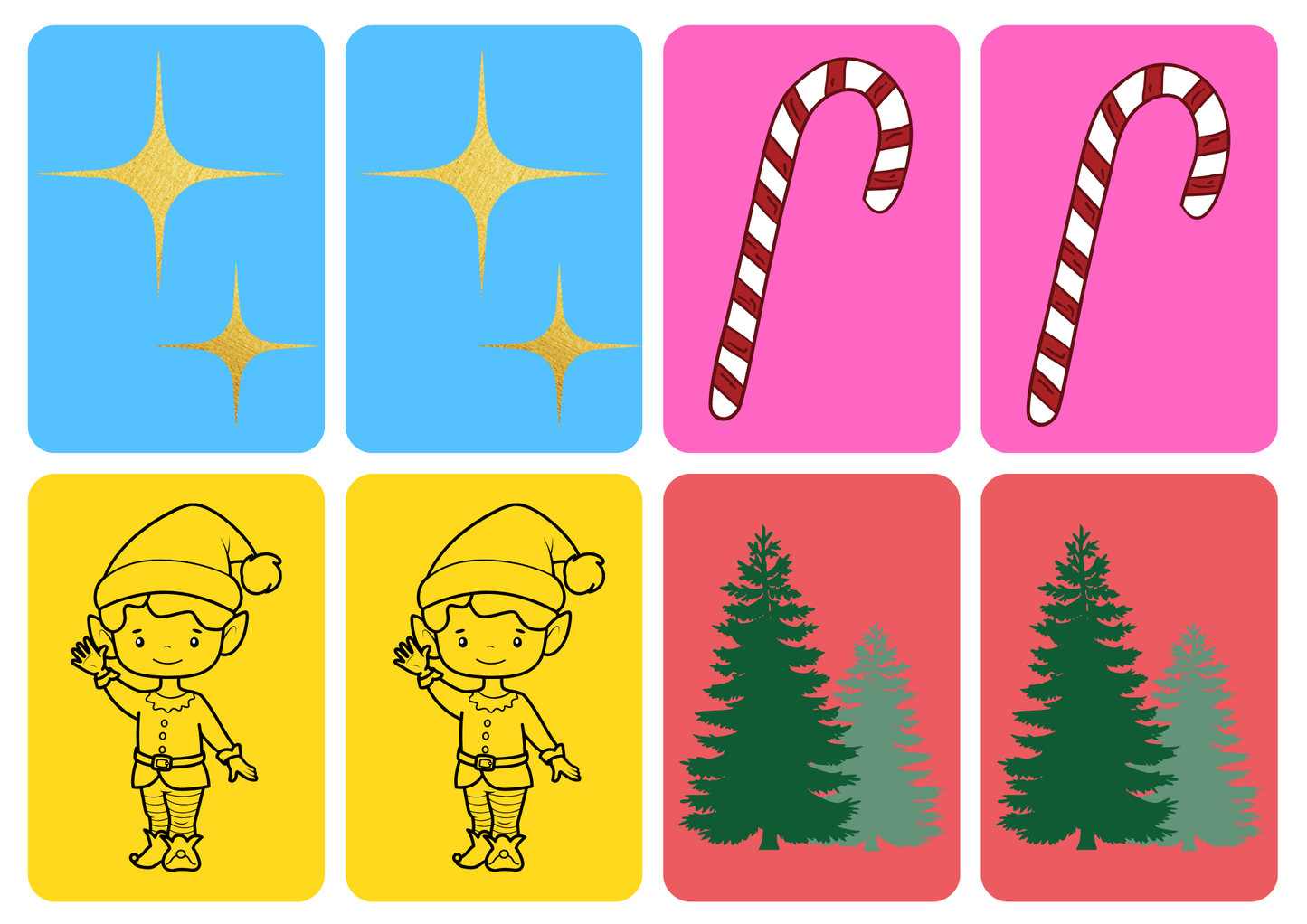 Matching cards thema 'kerst'