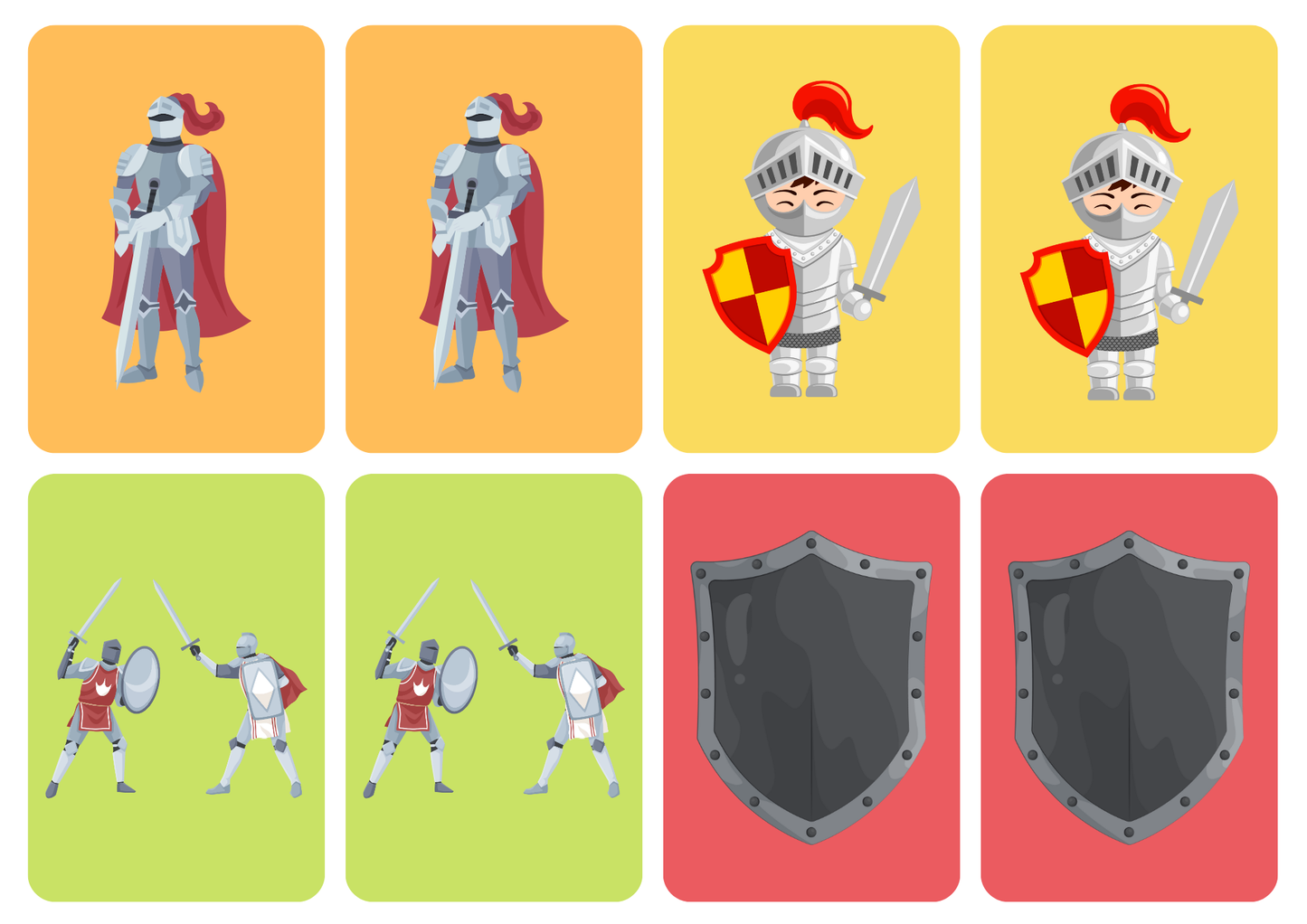 Matching cards - thema 'Ridders en kastelen'