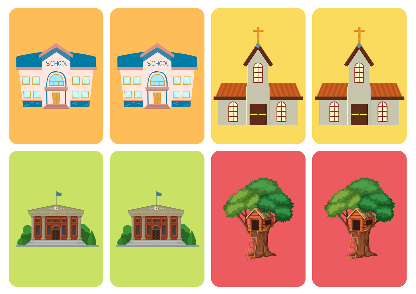 Matching cards - thema 'Gebouwen'