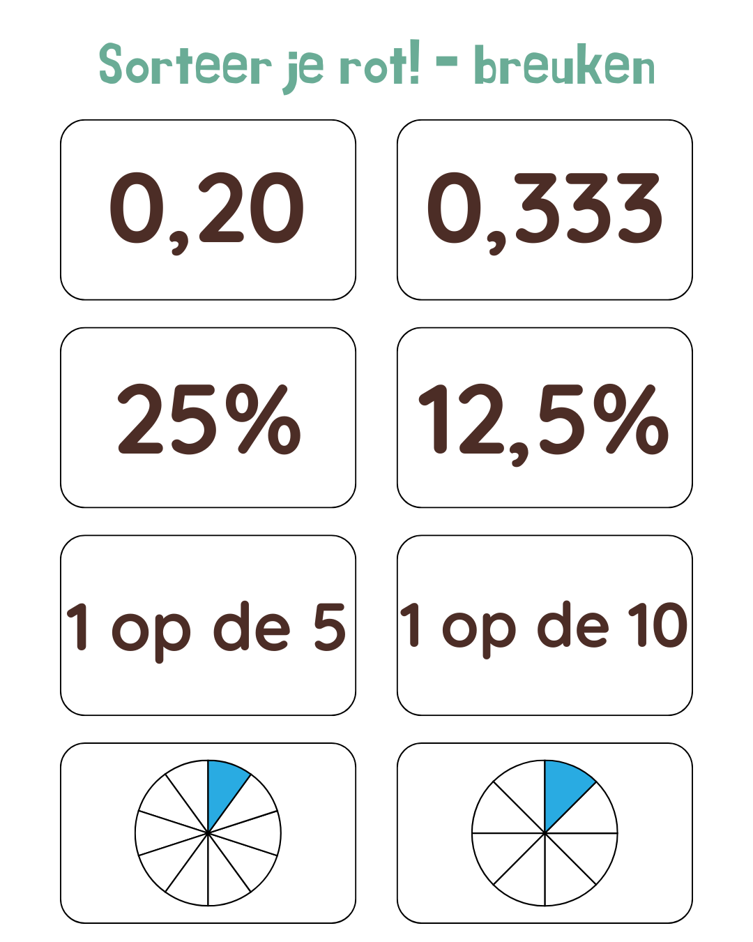 Sorteer je rot! - rekenen met breuken