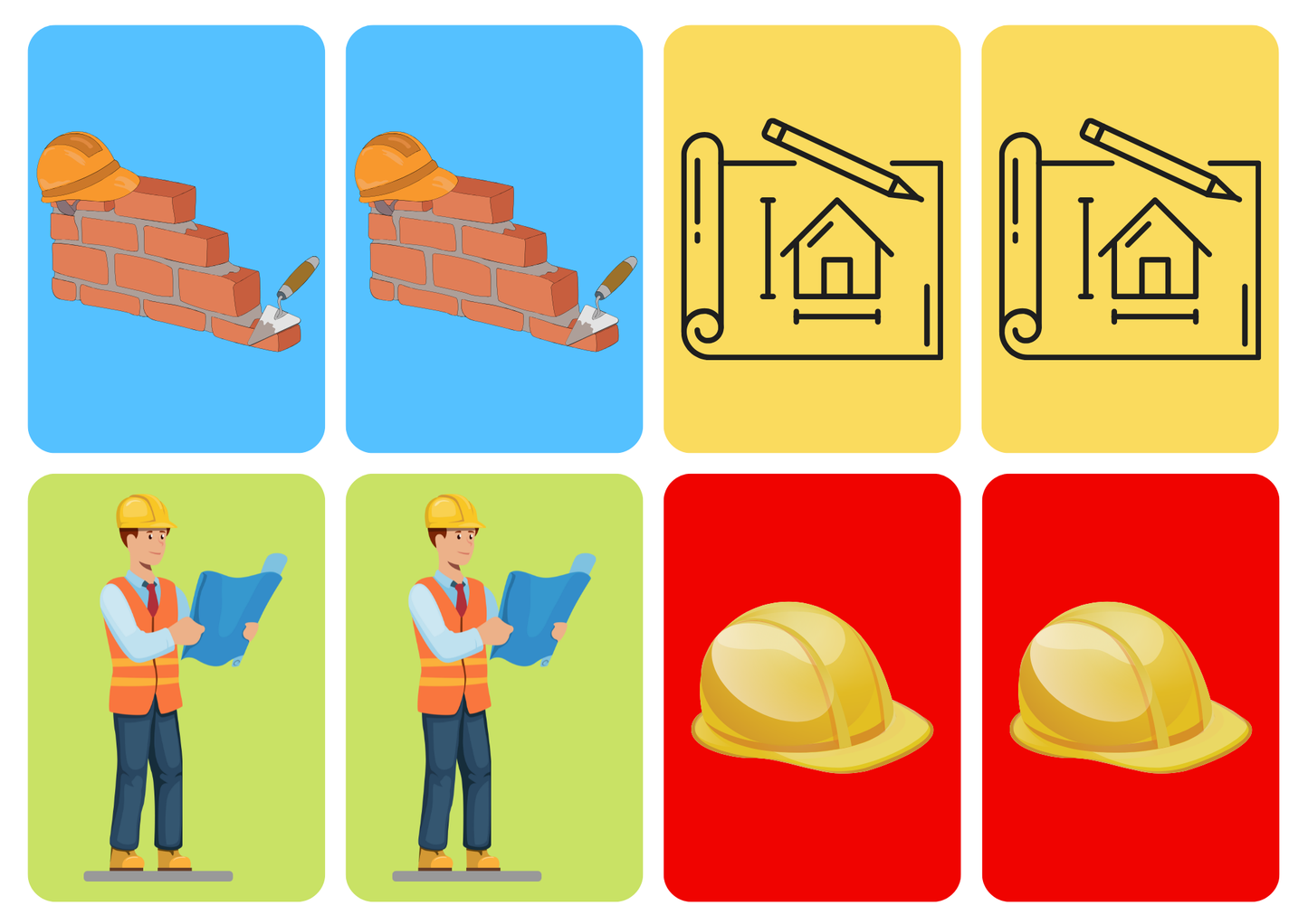 Matching cards thema 'Bouwen'