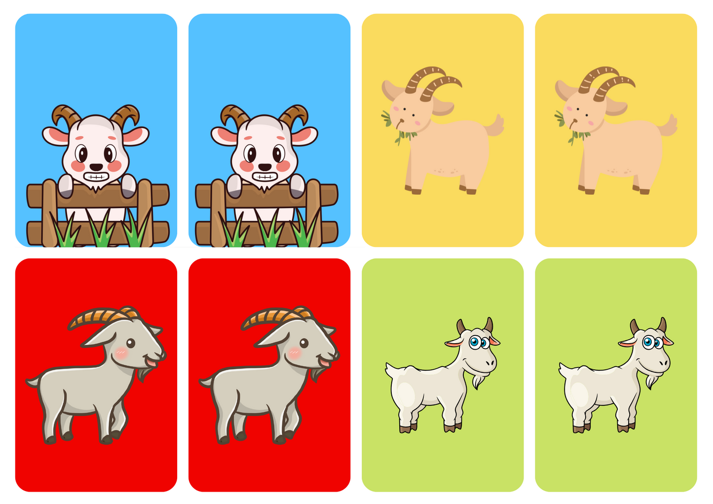 Matching cards - thema 'Geiten'