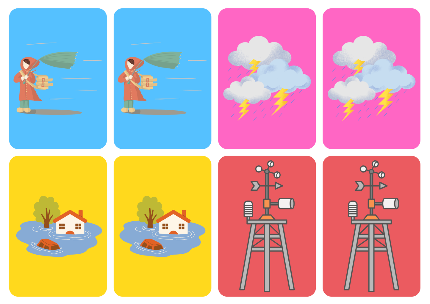 Matching cards thema 'Weer'