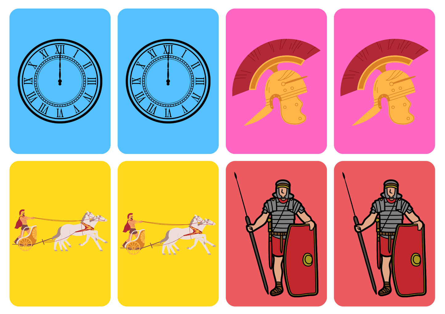 Matching cards thema 'Grieken en Romeinen'