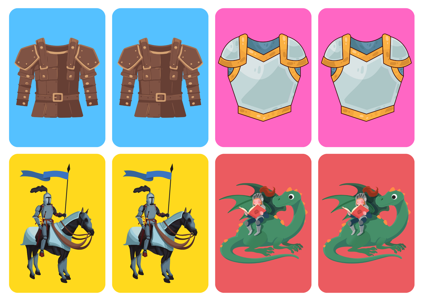 Matching cards - thema 'Ridders en kastelen'