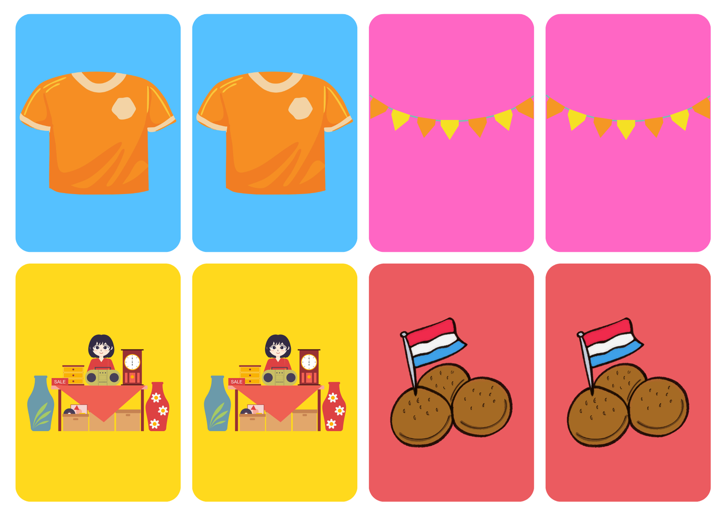Matching cards thema 'Koningsdag'