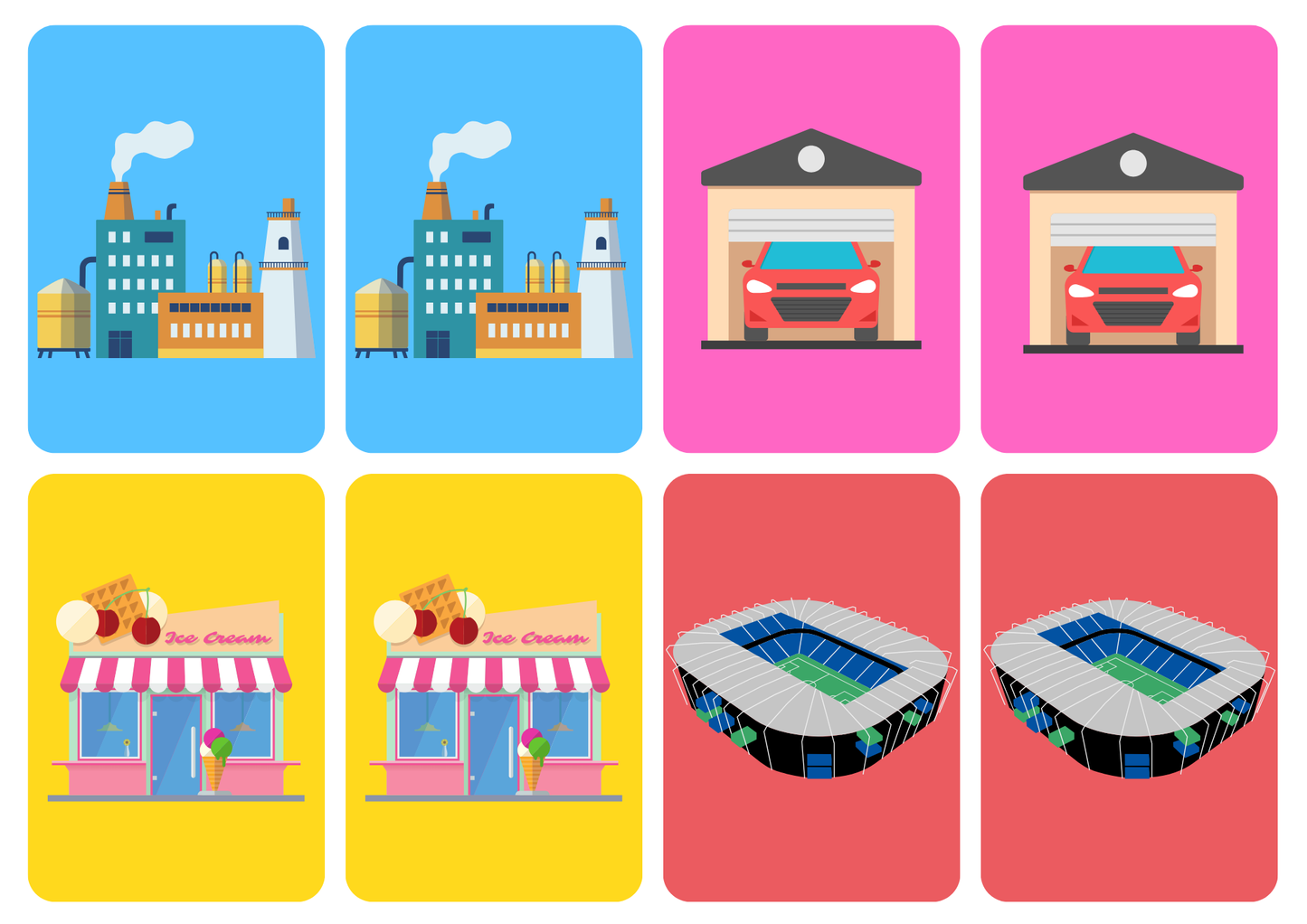 Matching cards - thema 'Gebouwen'