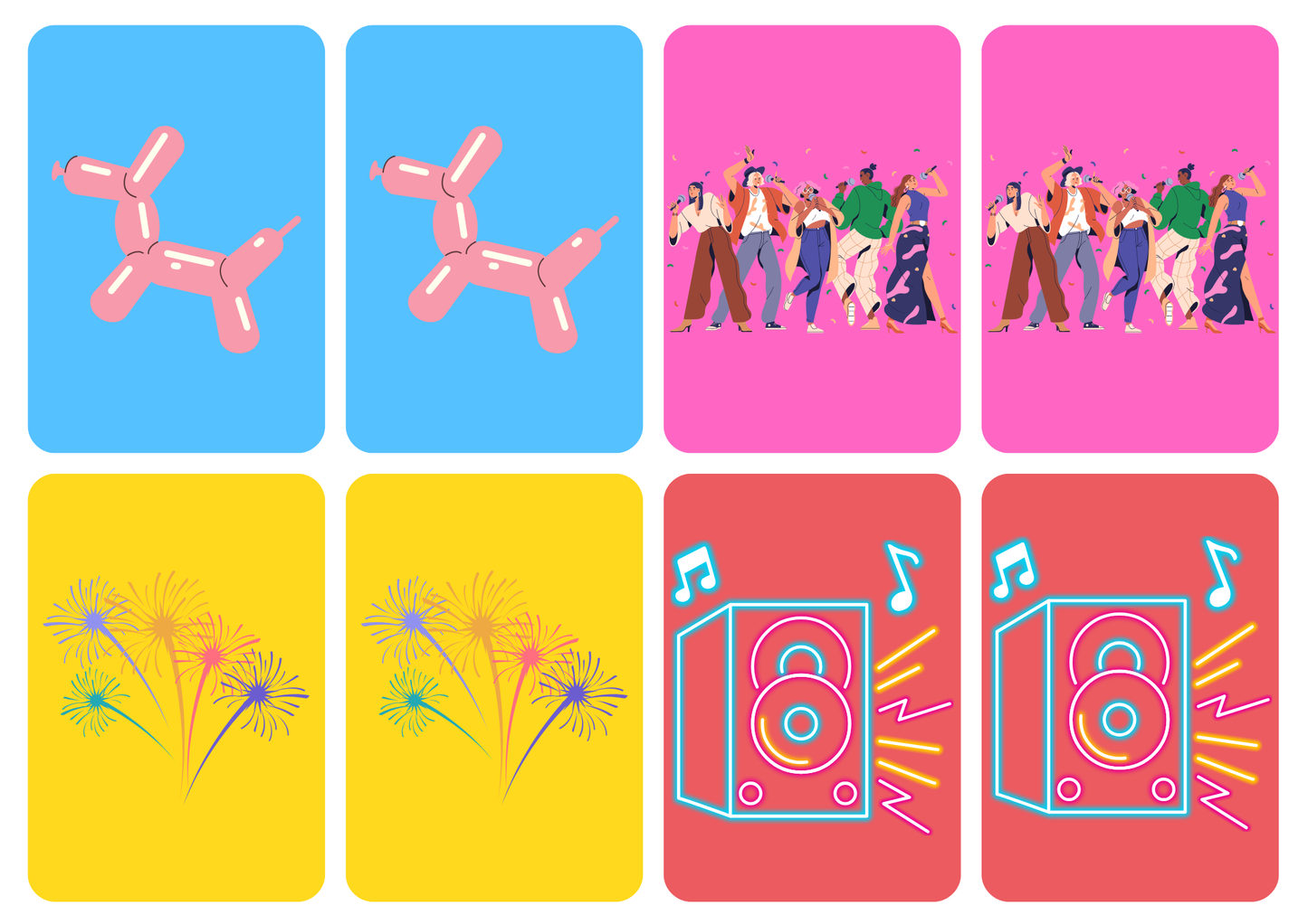 Matching cards thema 'Feest'