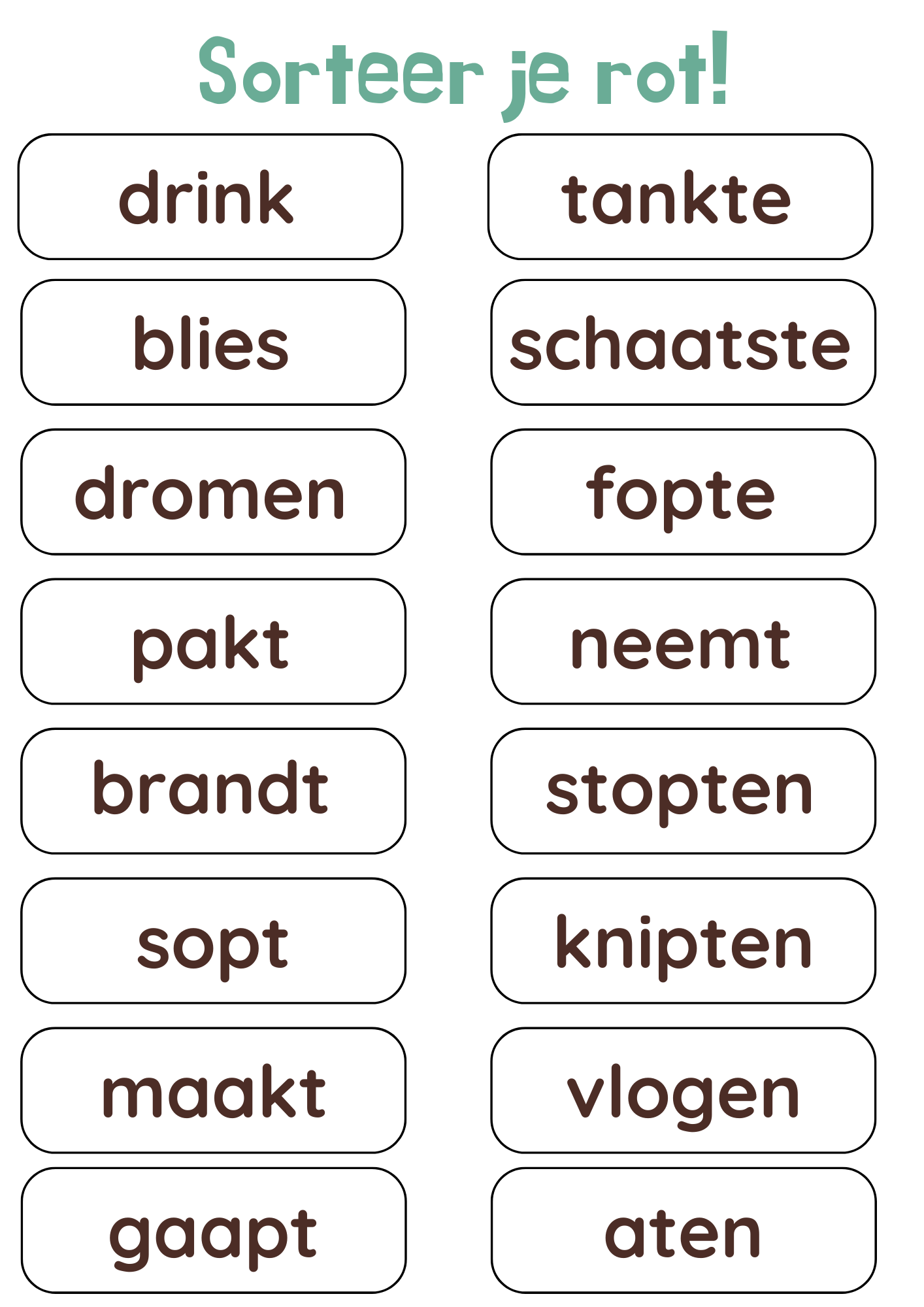 Sorteer je rot! (sterke en zwakke werkwoorden) - gratis download