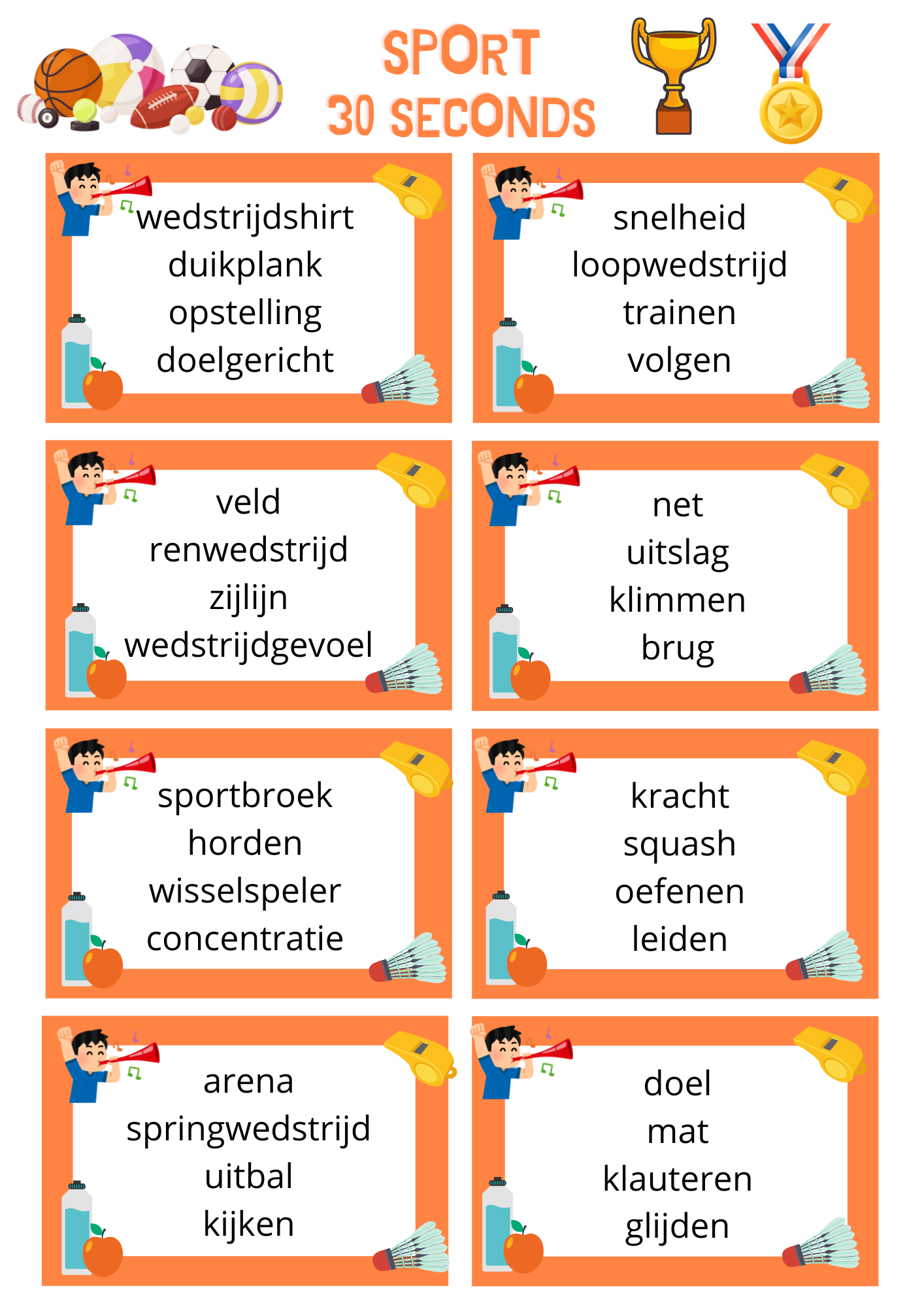 30 seconds - thema 'Sport' (uitgebreide versie)