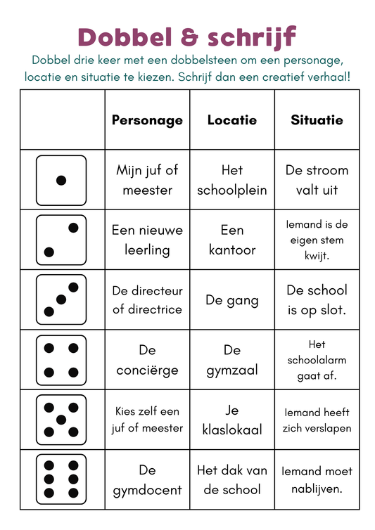 Dobbel & schrijf - gratis download