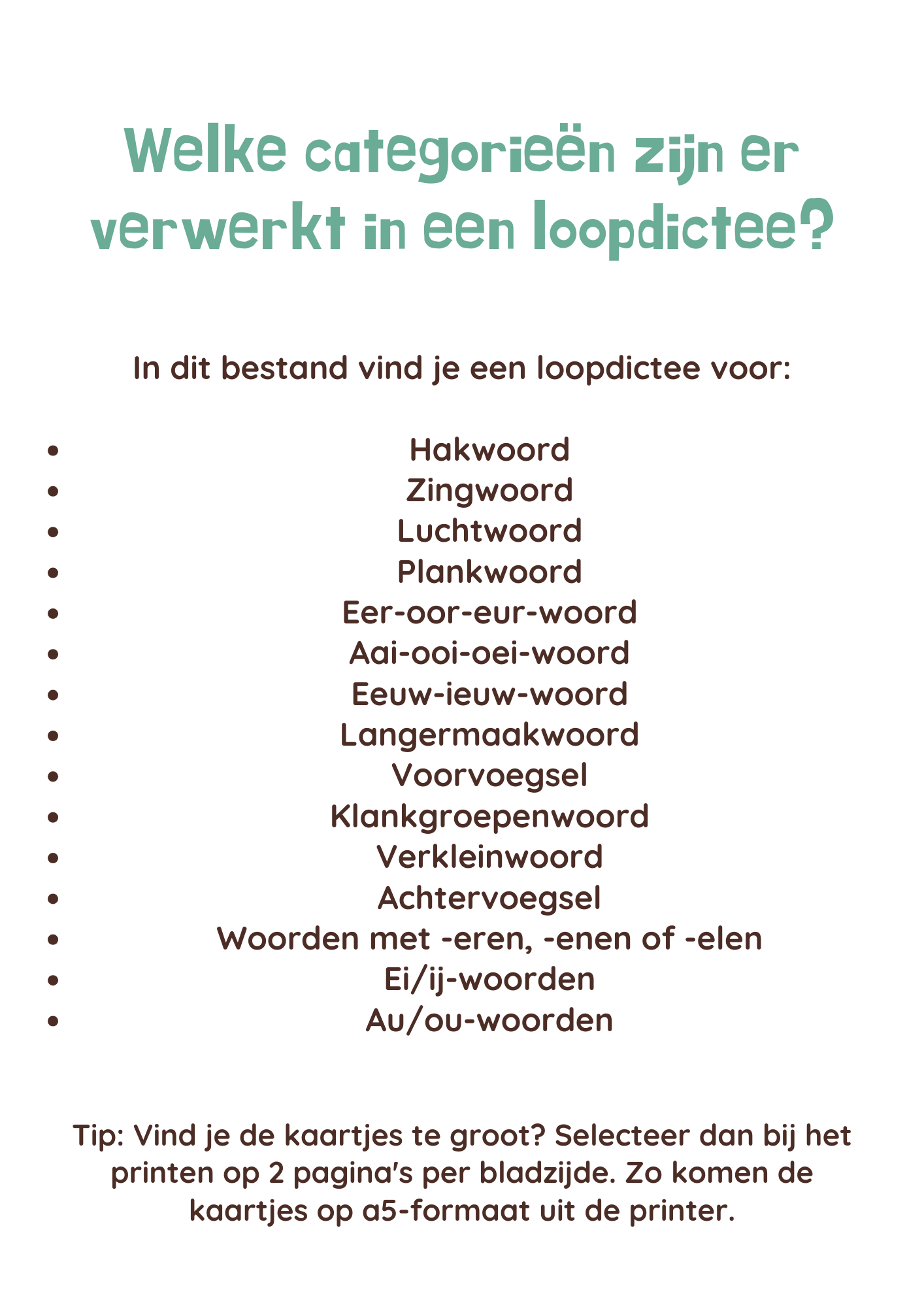 Loopdictee bundel alle spellingscategorieën - groep 4