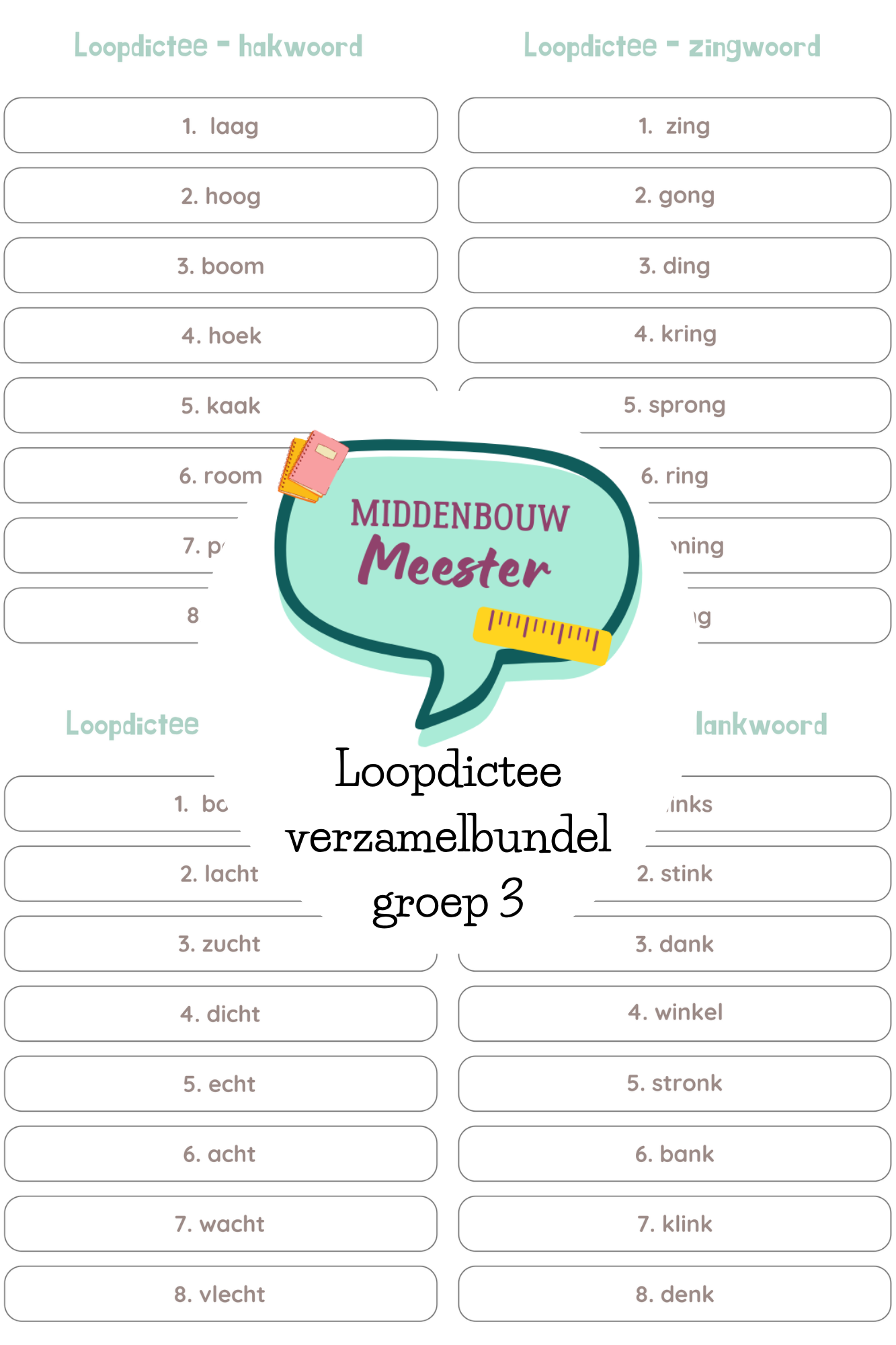 Loopdictee bundel alle spellingscategorieën - groep 3