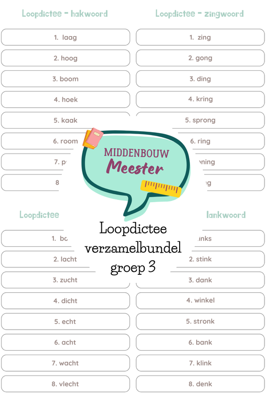 Loopdictee bundel alle spellingscategorieën - groep 3