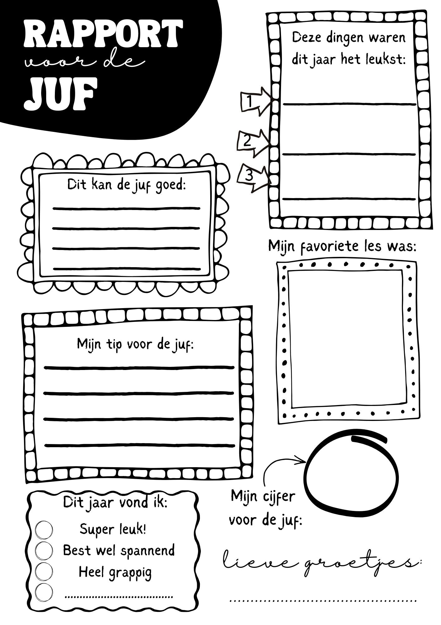 Rapport voor de juf en meester