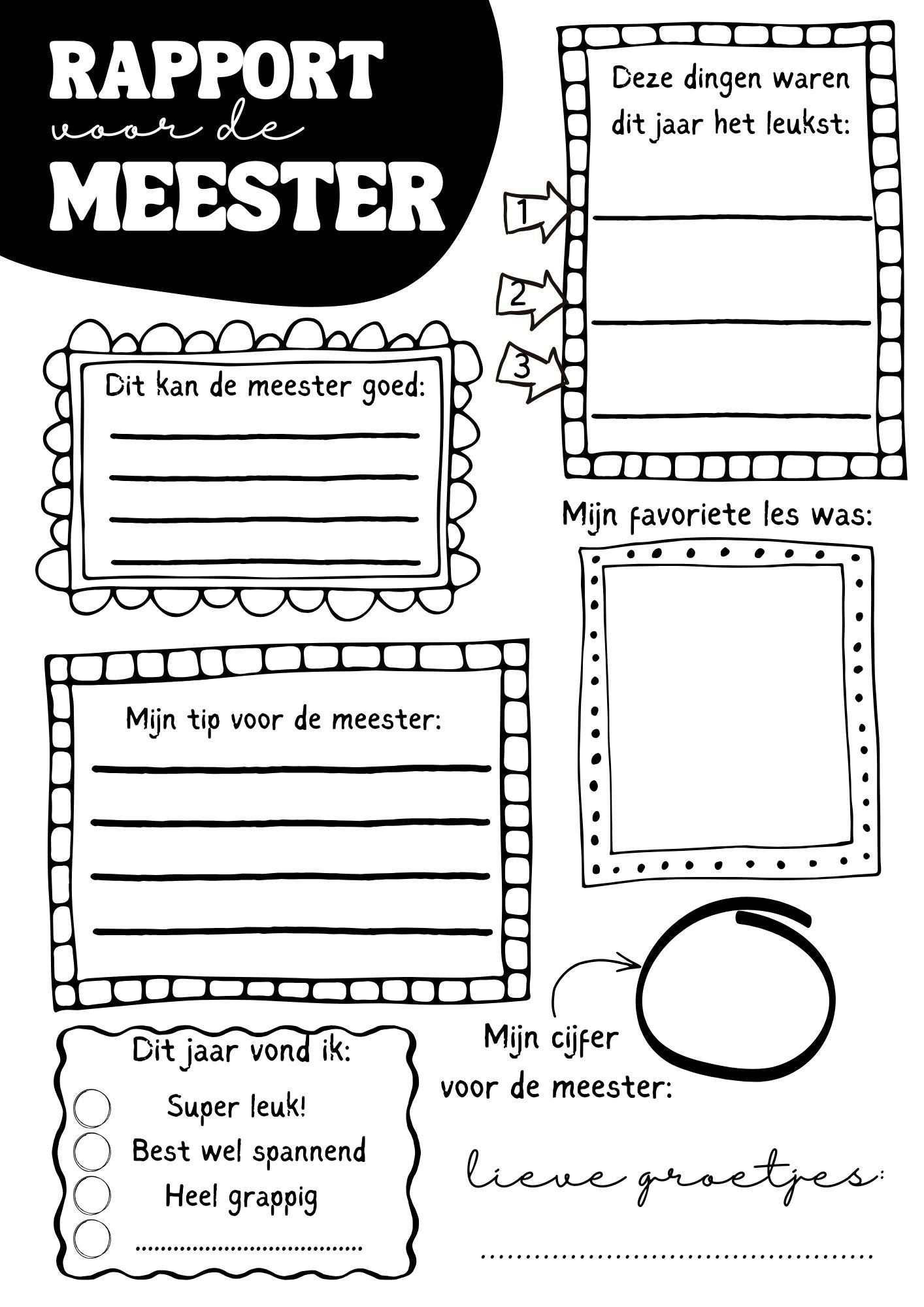 Rapport voor de juf en meester