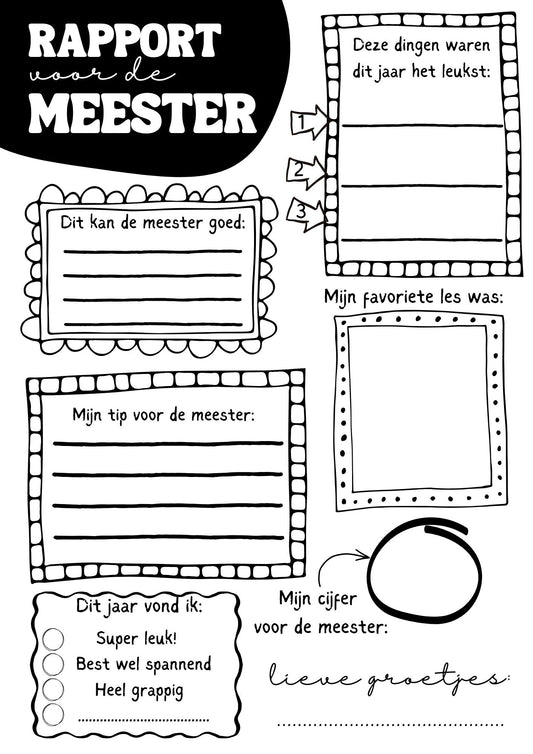 Rapport voor de juf en meester