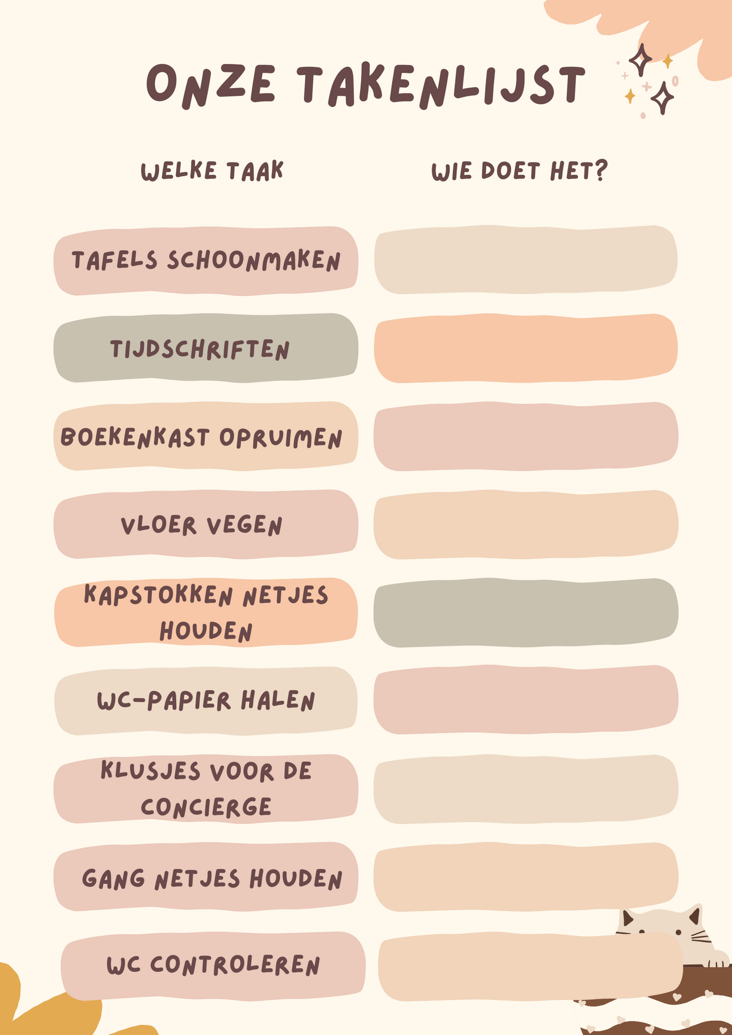 Takenlijst - gratis download