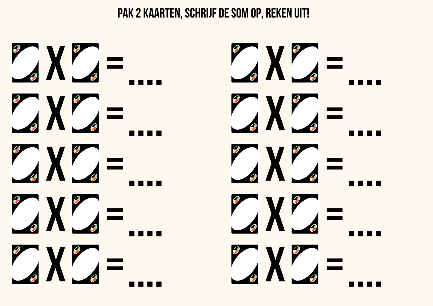 Uno werkvorm - gratis download