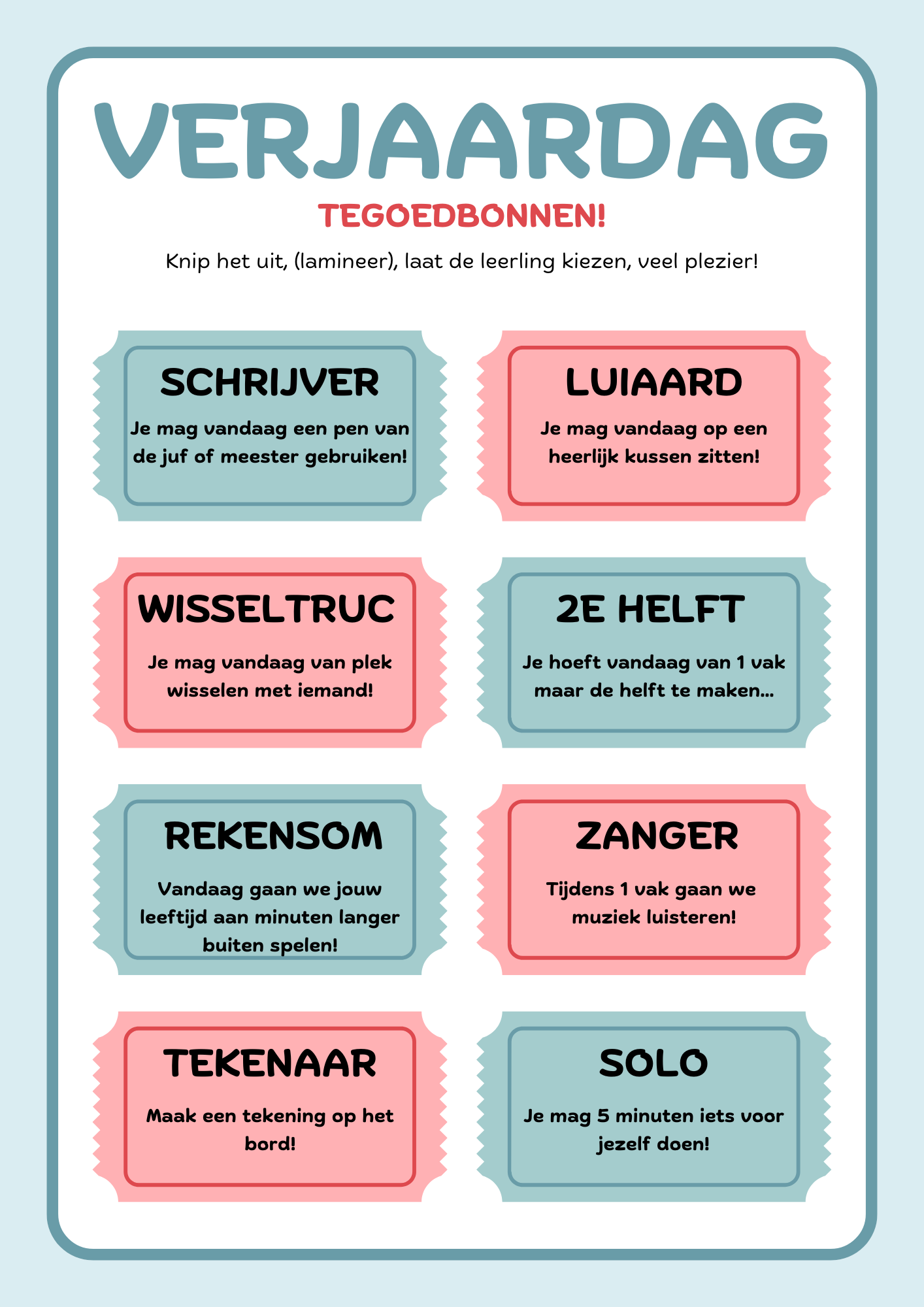 Verjaardagbonnen - gratis download