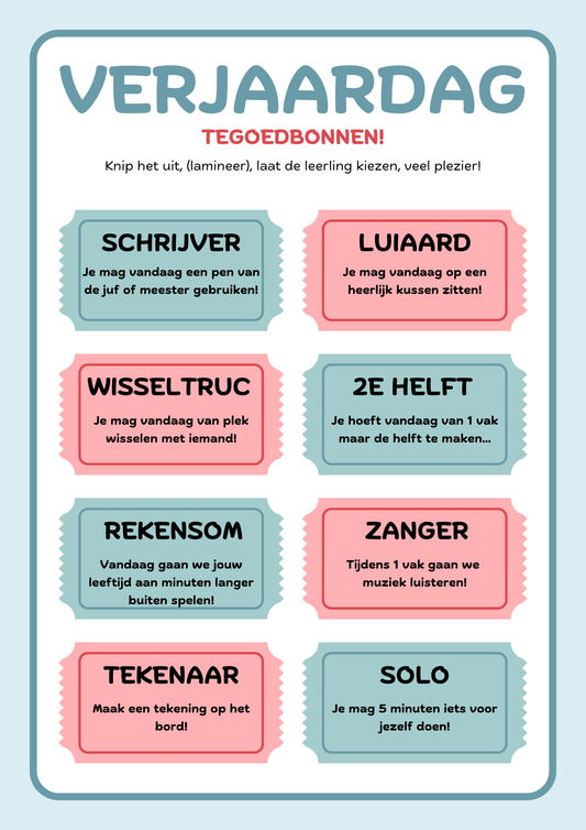 Verjaardagbonnen - gratis download