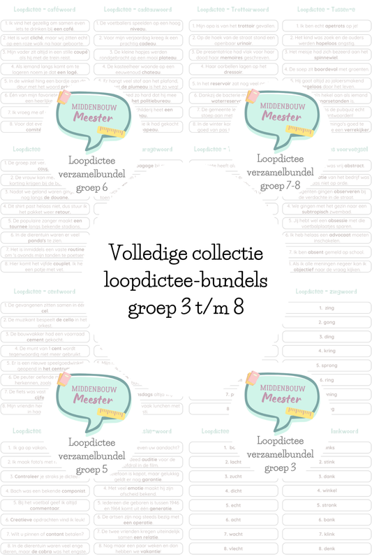 ALLE loopdictee bundels - groep 3 t/m groep 8