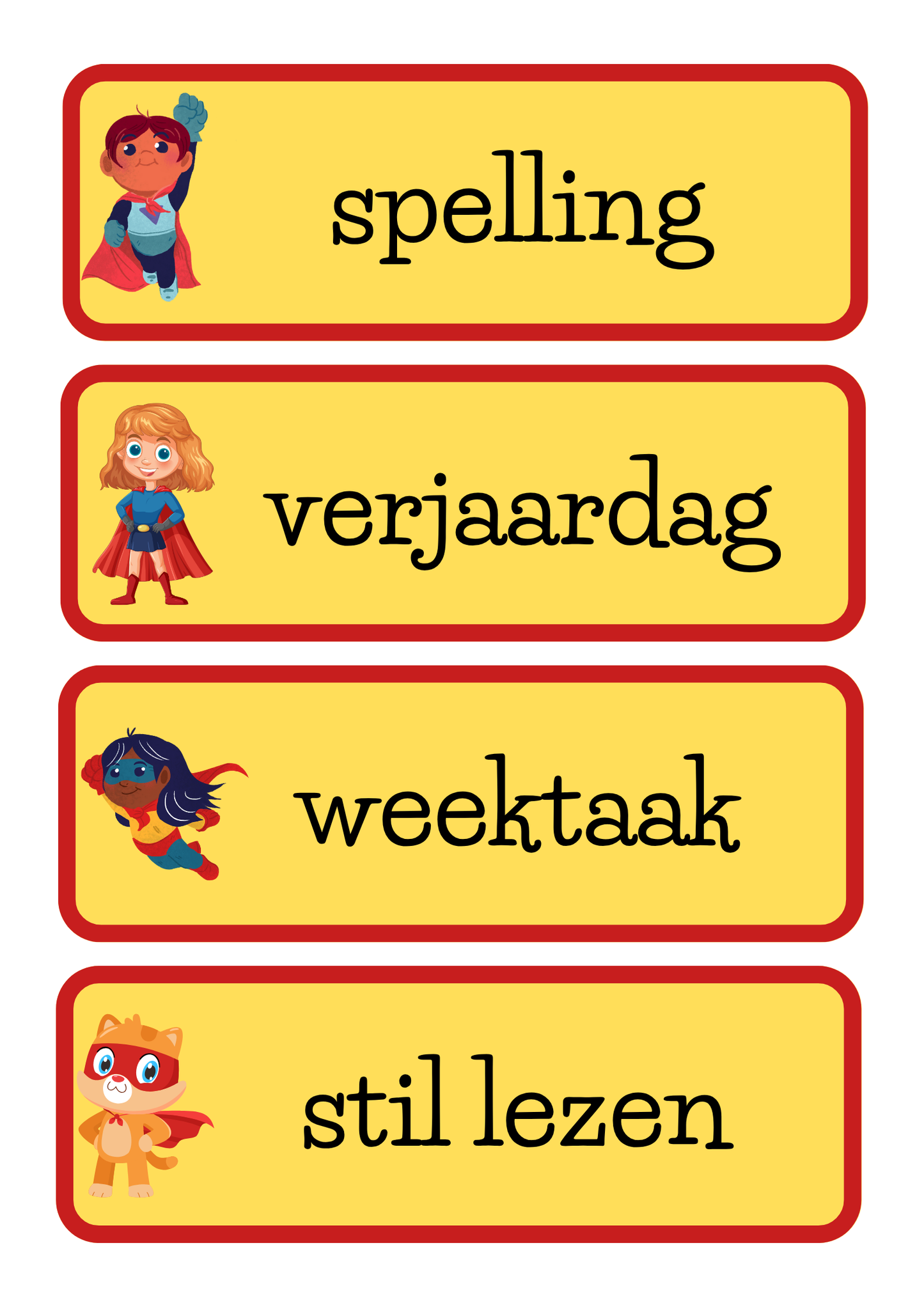 Dagritmekaarten thema 'Superhelden'