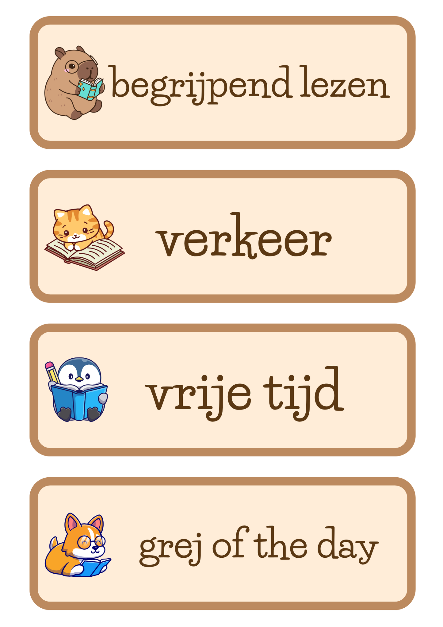 Dagritmekaarten thema 'Lezen'