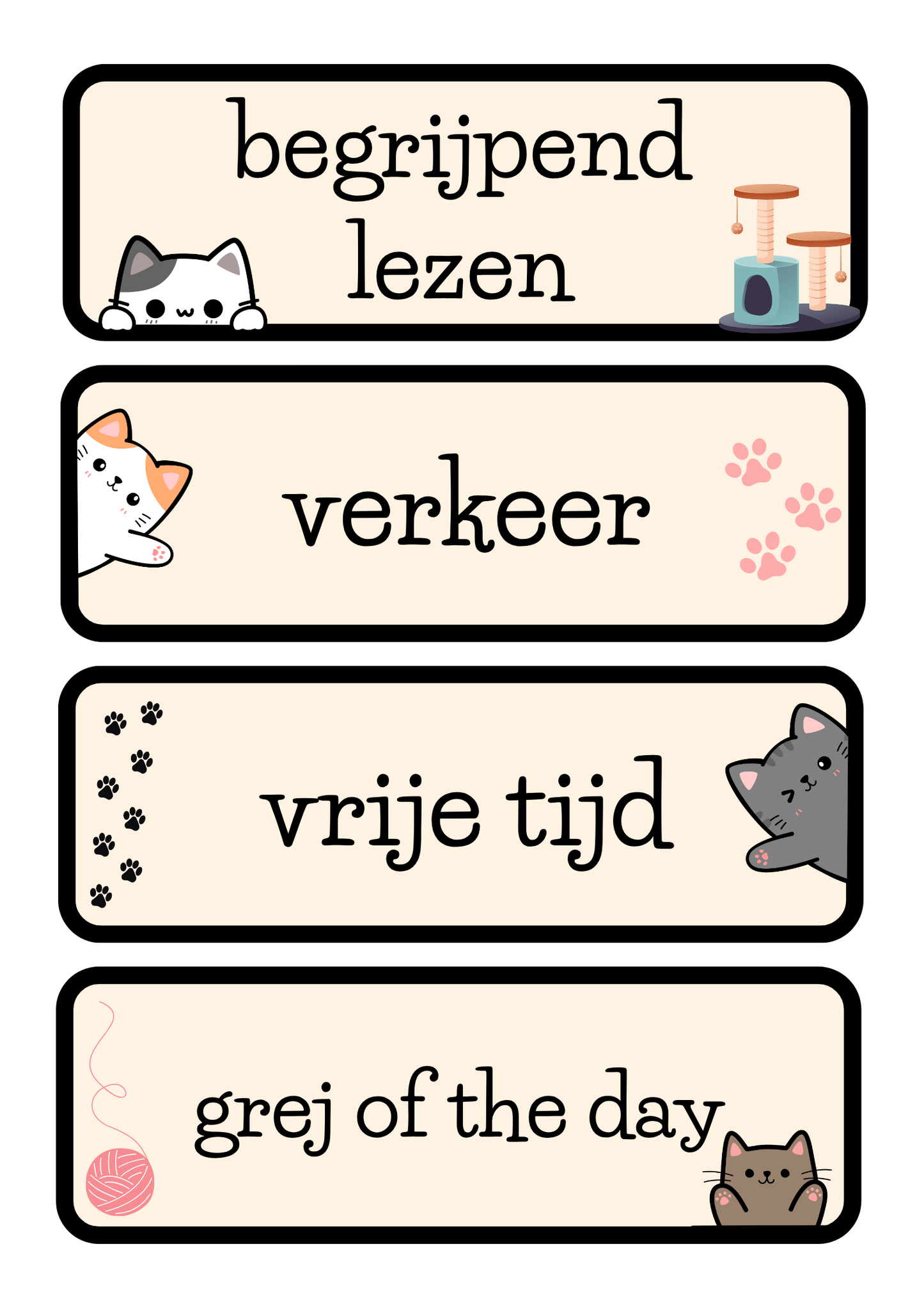 Dagritmekaarten thema 'Katten'
