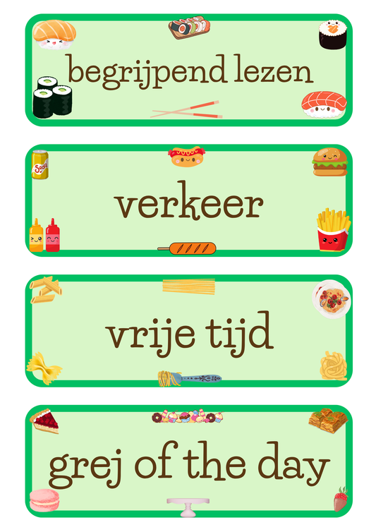 Dagritmekaarten thema 'Eten'