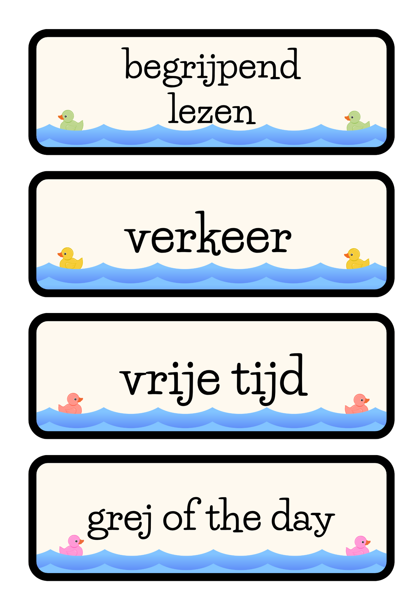 Dagritmekaarten thema 'Badeendjes'