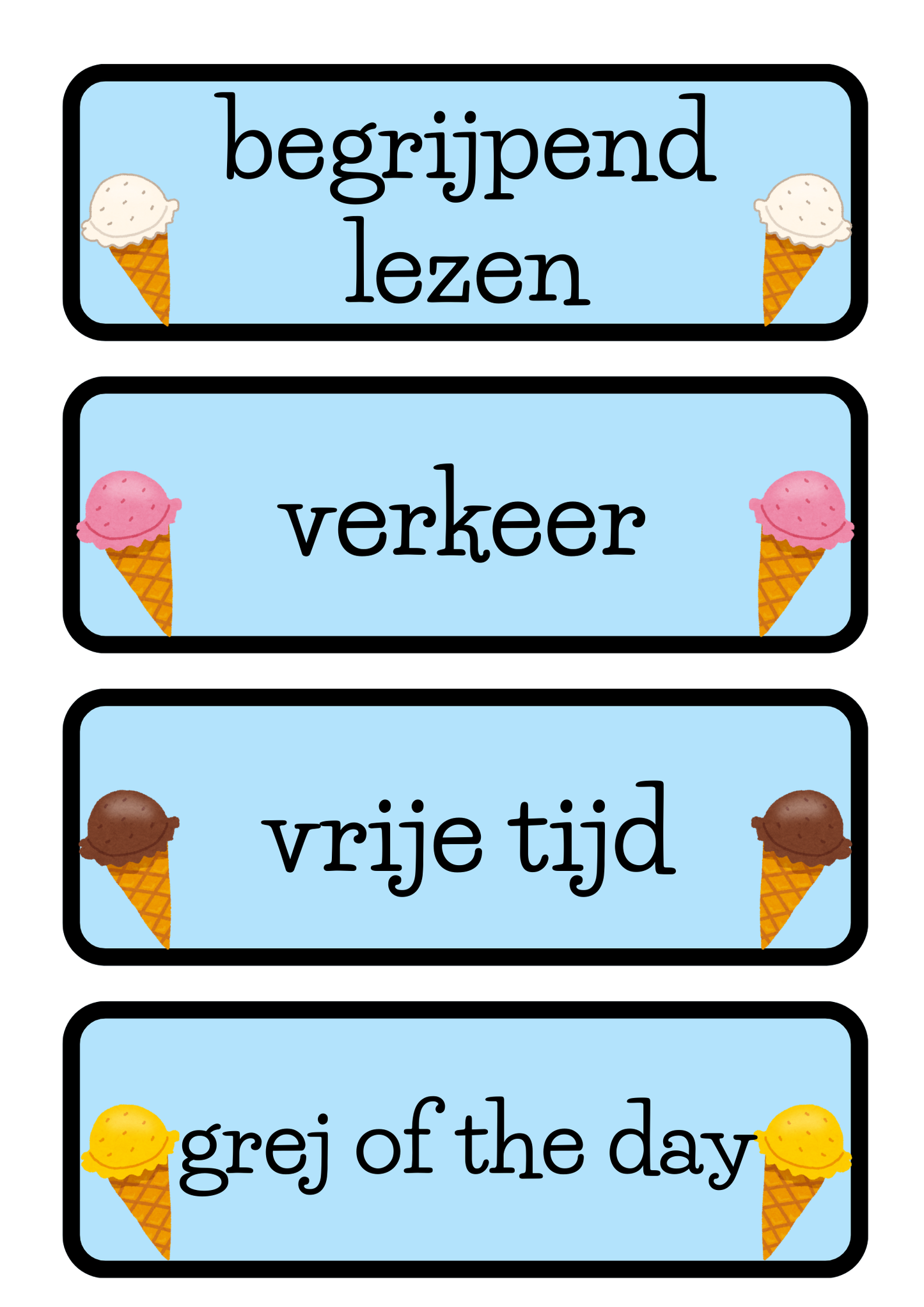 Dagritmekaarten - thema 'Ijsjes'