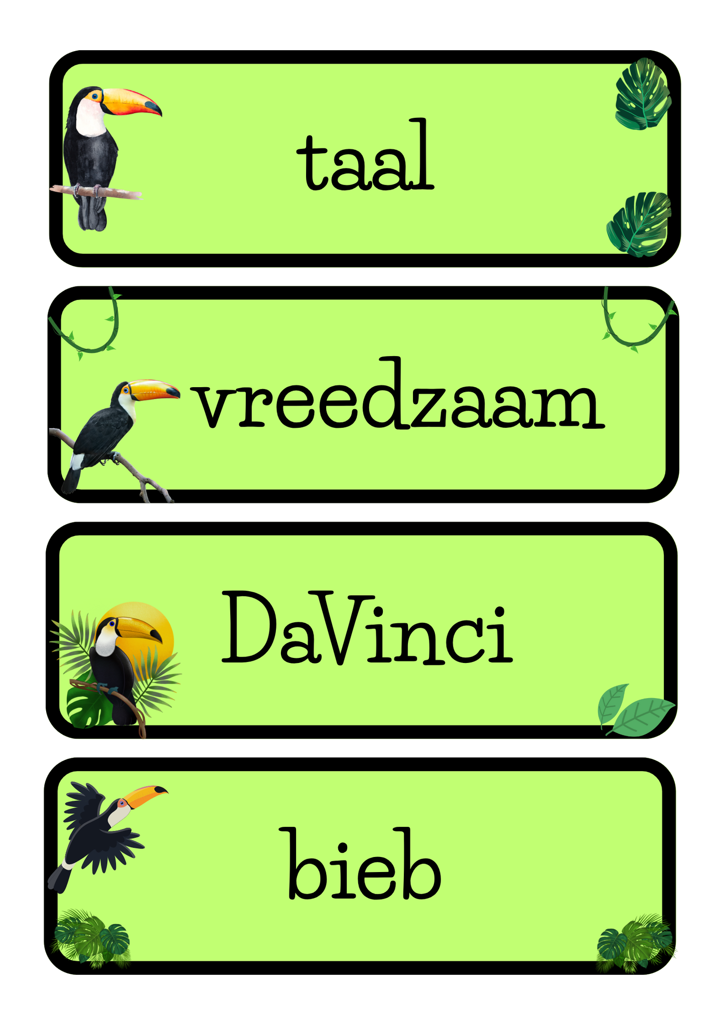 Dagritmekaarten thema 'Toekan'